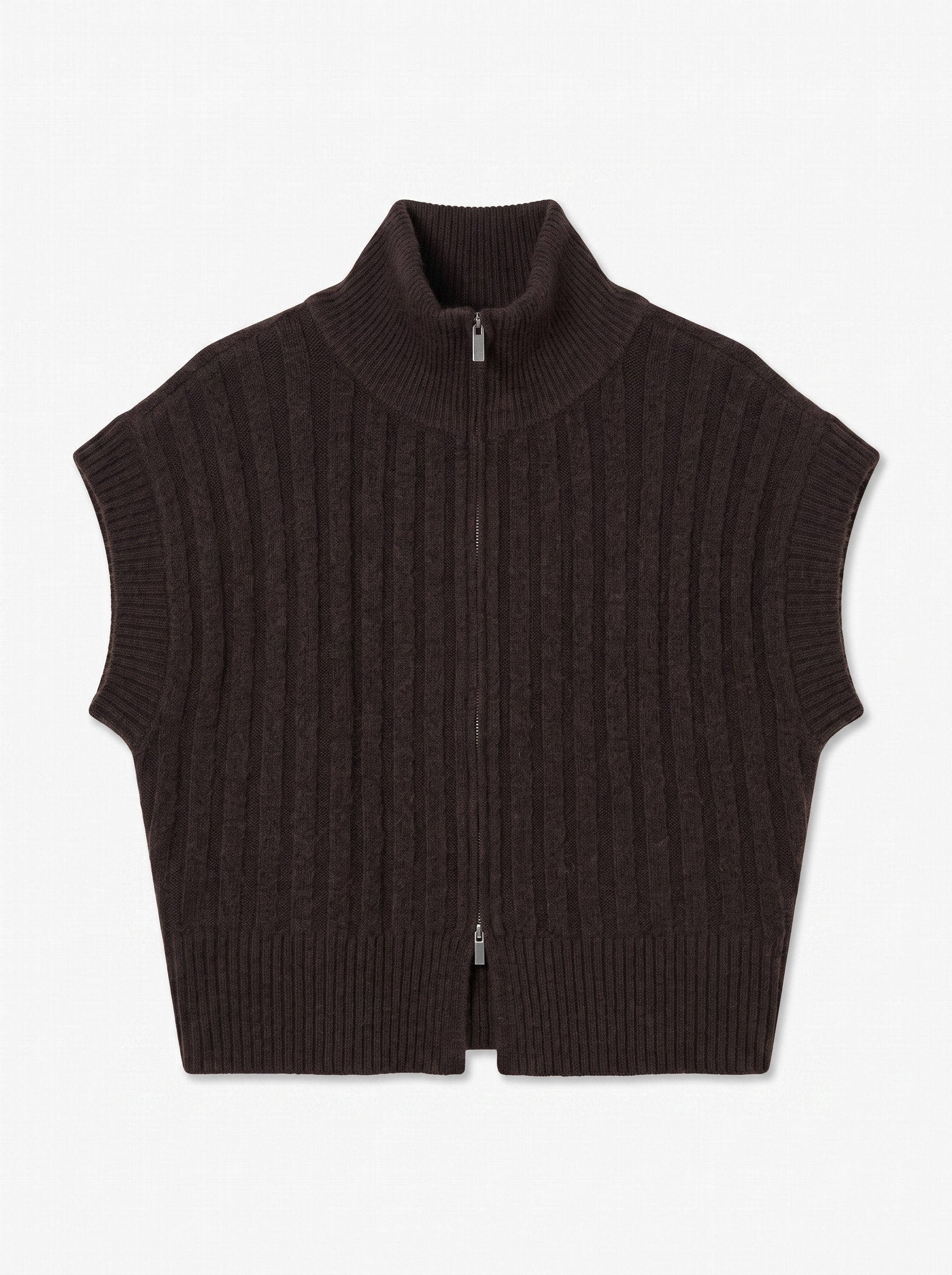 Vmbang Rib Sl Highneck Zipper Vest Noos (Chocolate)