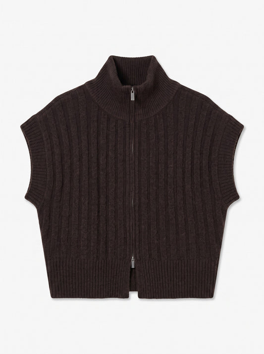 Vmbang Rib Sl Highneck Zipper Vest Noos (Chocolate)