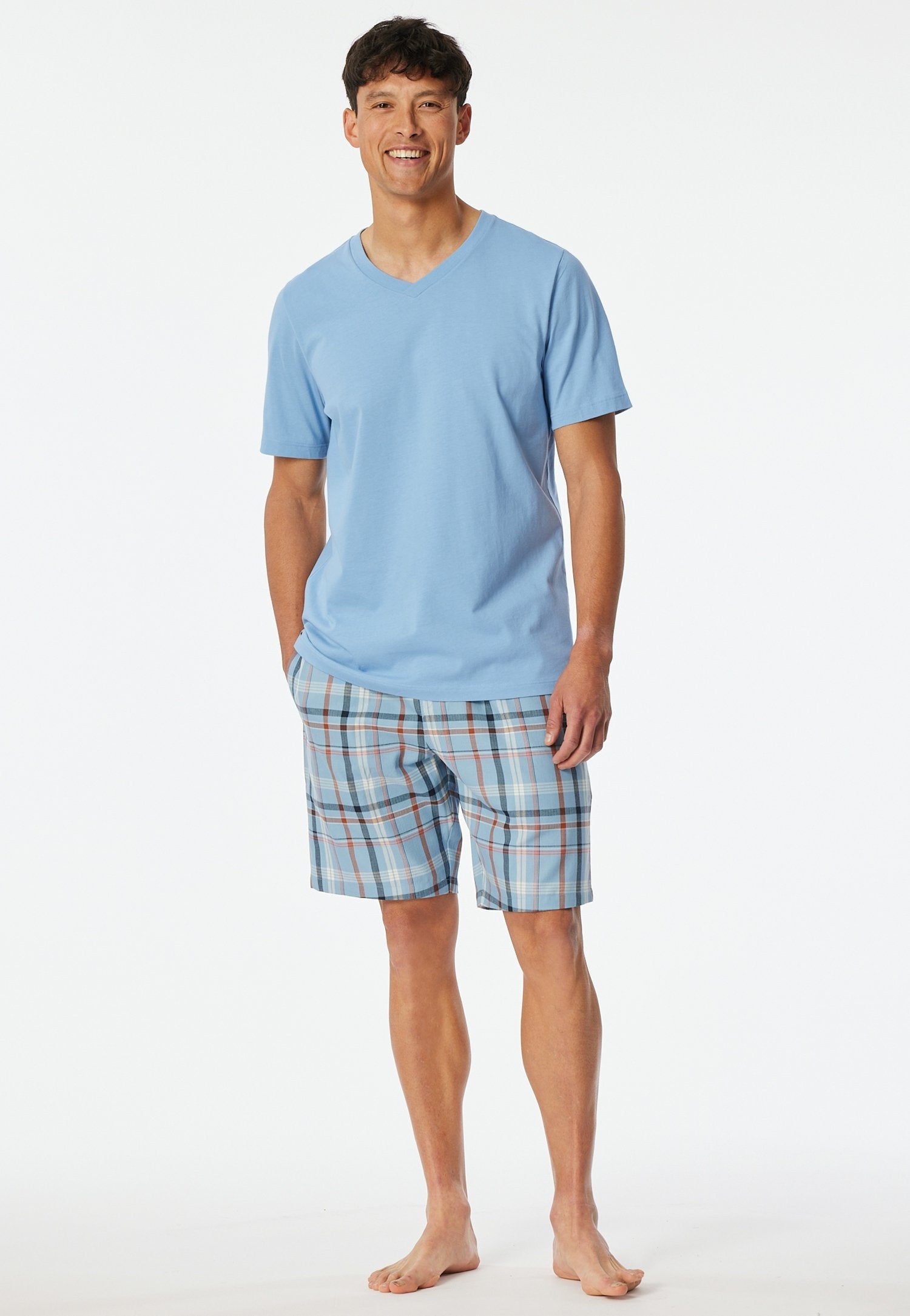 T-Shirt V-Ausschnitt (Pacific Blue)