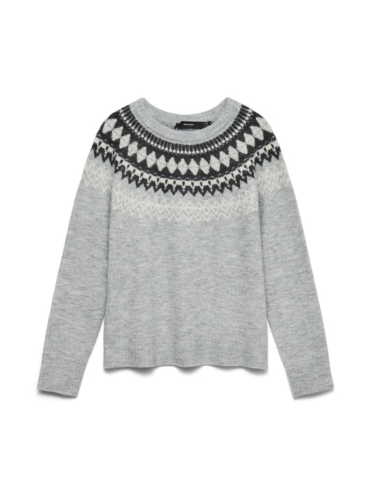 Vmsimone Ls Nordic Pullover Ga Rep Boo (Light Grey)