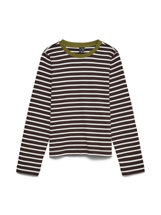 Vmbopha Ls O-neck Contrast Top Jrs (Chocolate)