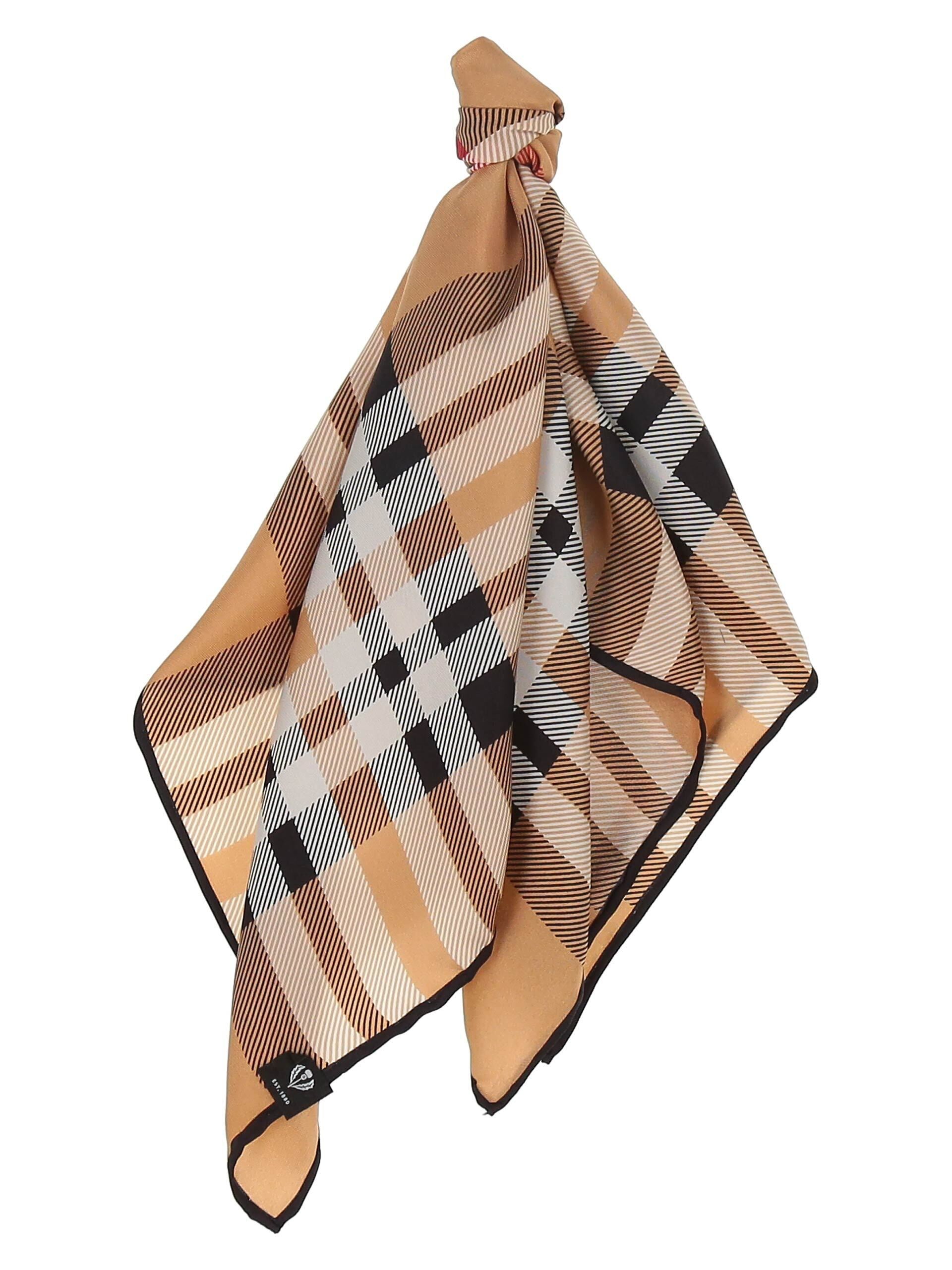 Nickituch Nickituch mit FRAAS Plaid Karo aus reiner Seide (Camel)