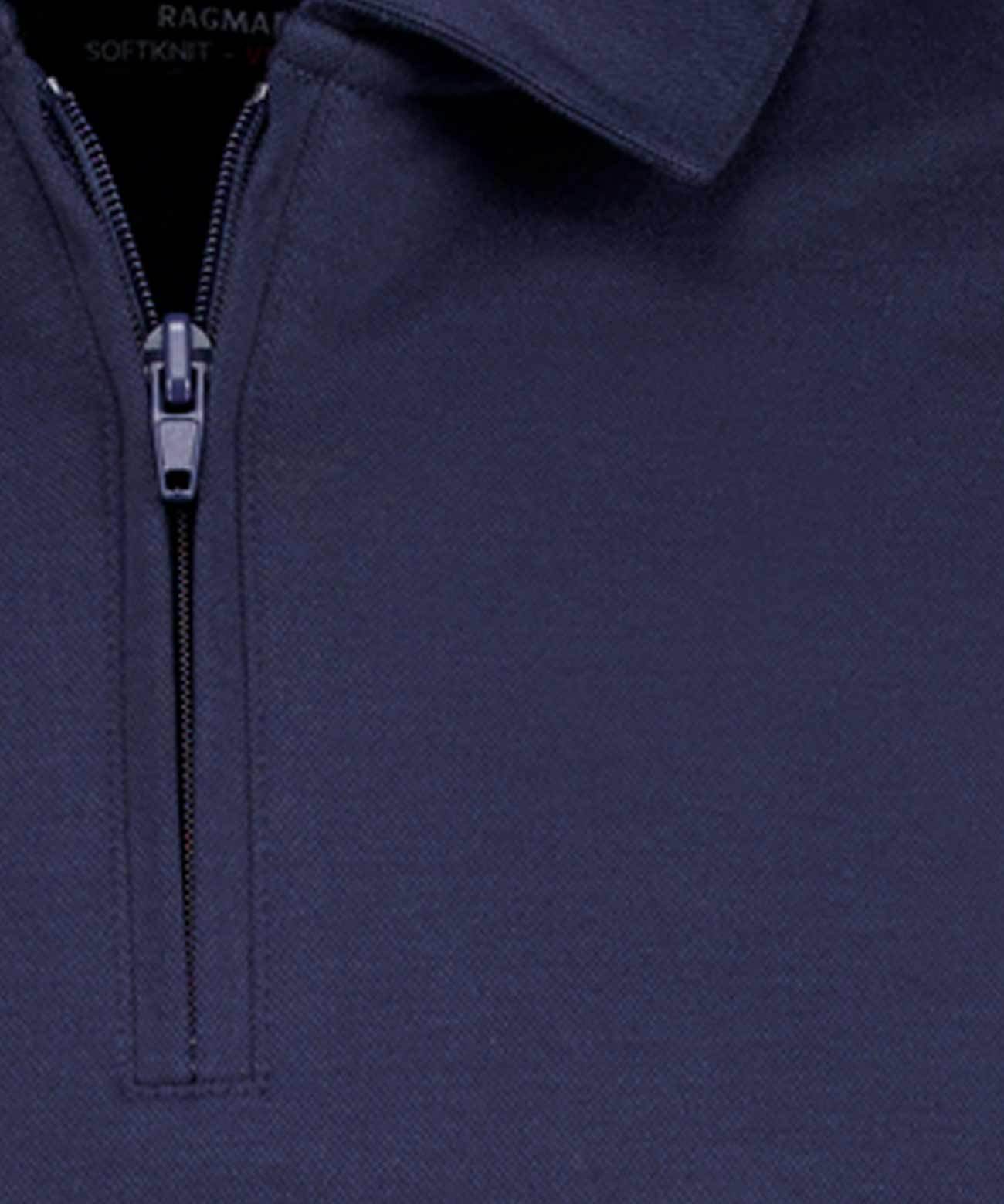 Softknit-Polo mit Zip, Velvet Touch (Marine)