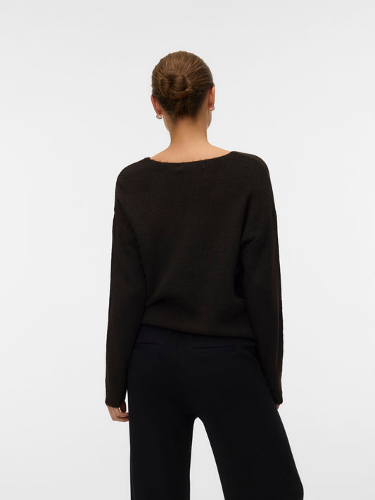 Vmcrewlefile Ls V-neck Blouse Noos (Chocolate)