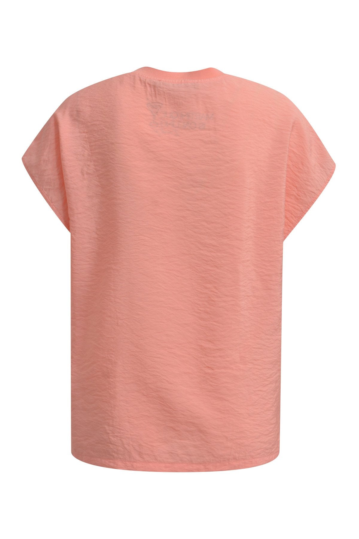 Crinkled V-neck Tshirt Blouse (Coral)