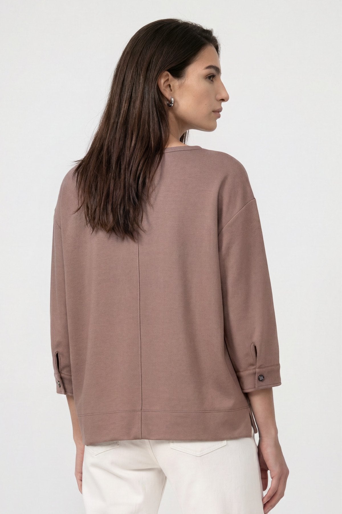 Sweatshirt mit Schmuckknopf (Taupe)