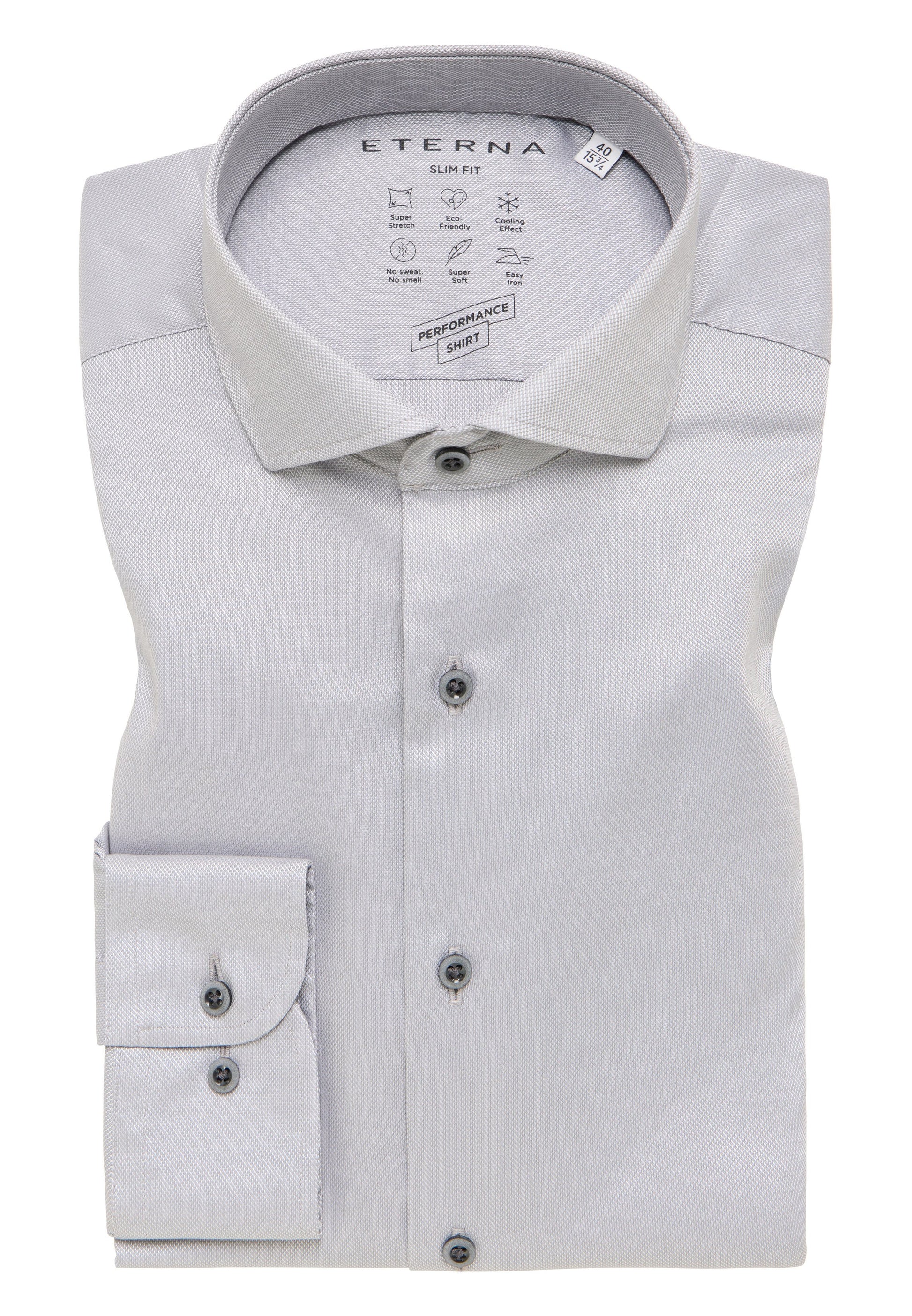 Performance Shirt Natté-Stretch Langarm (Grau)