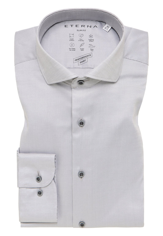 Performance Shirt Natté-Stretch Langarm (Grau)