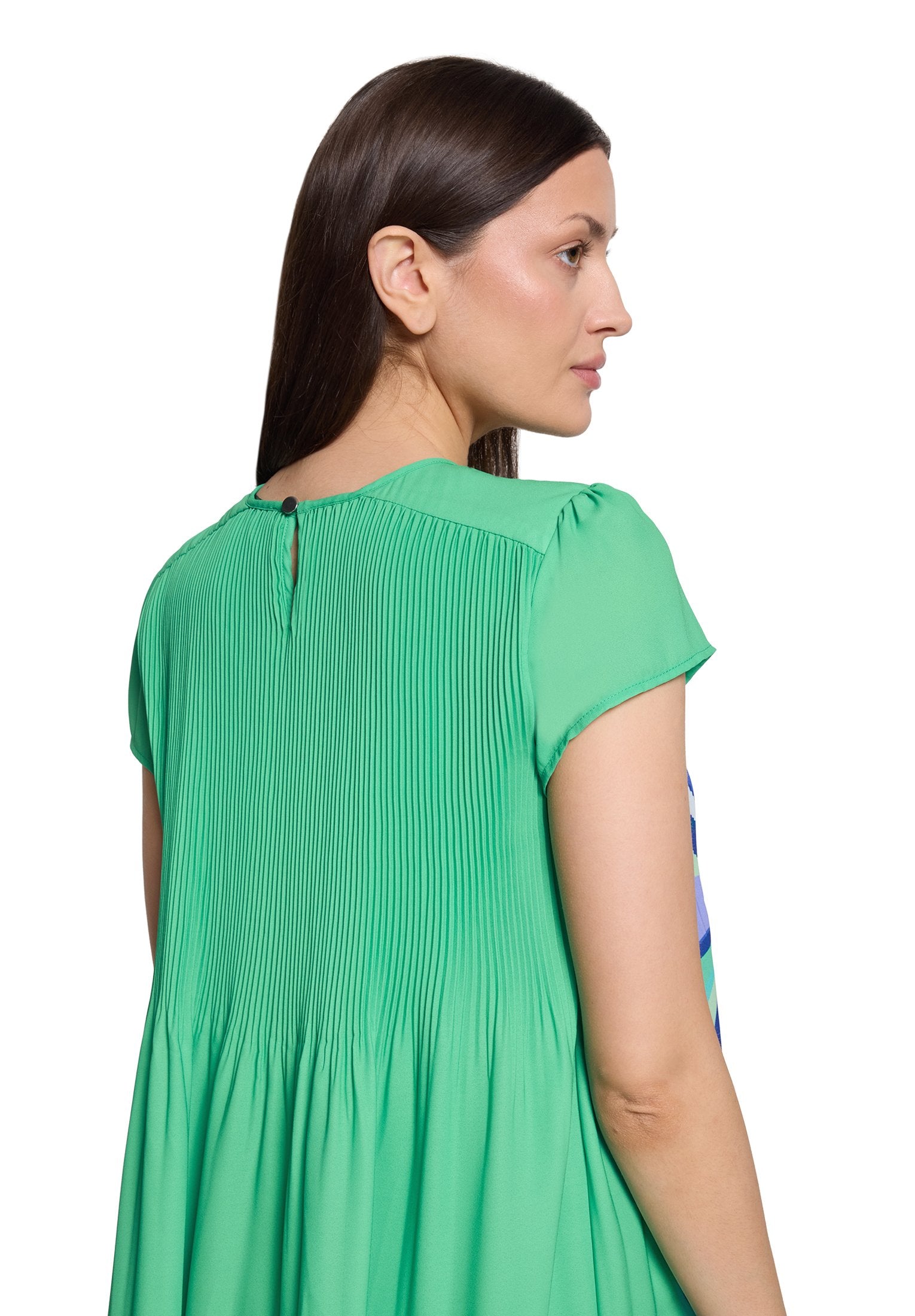 Plisseekleid (Green/cream)
