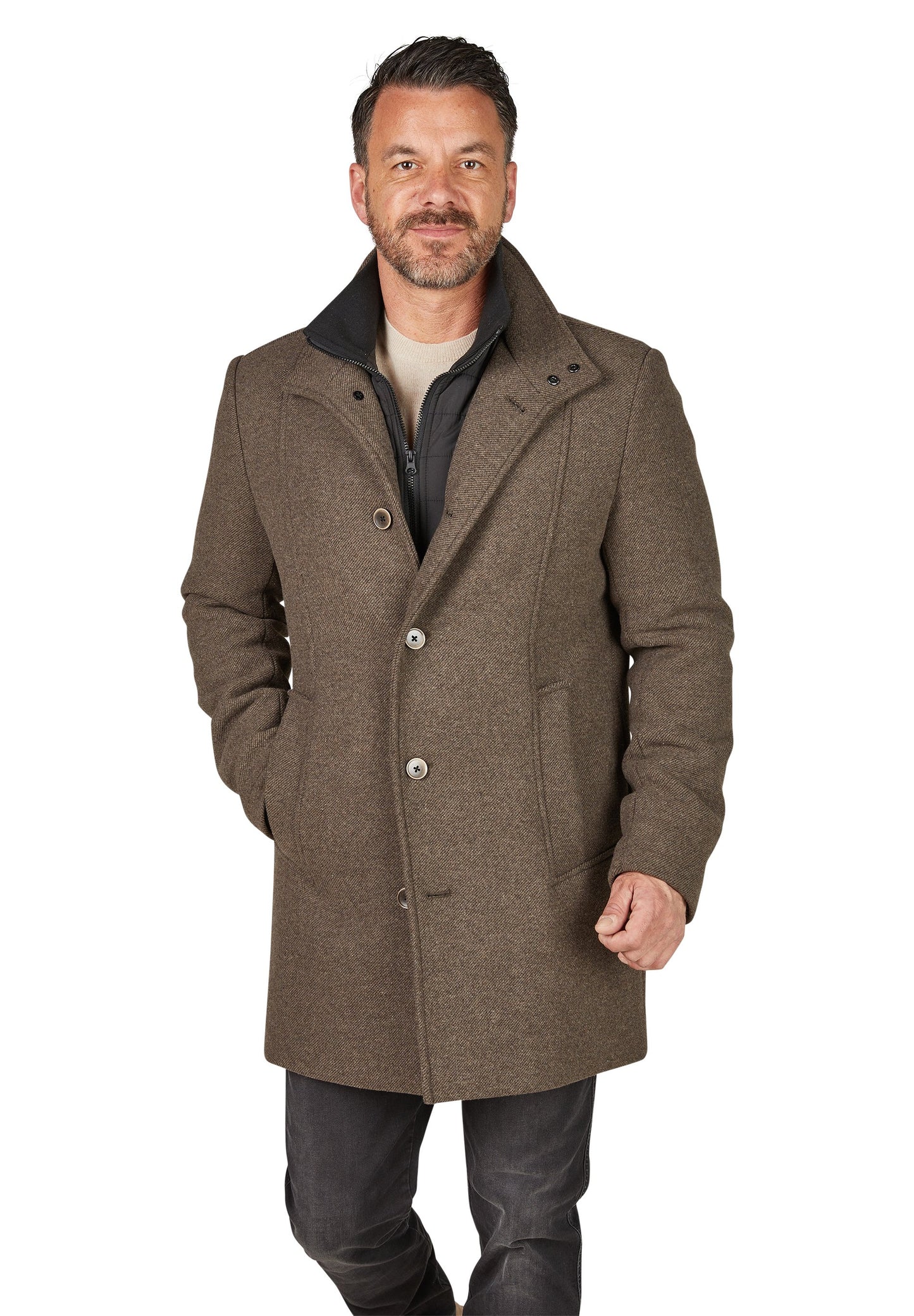 Twill Wollmantel (Dark Brown)