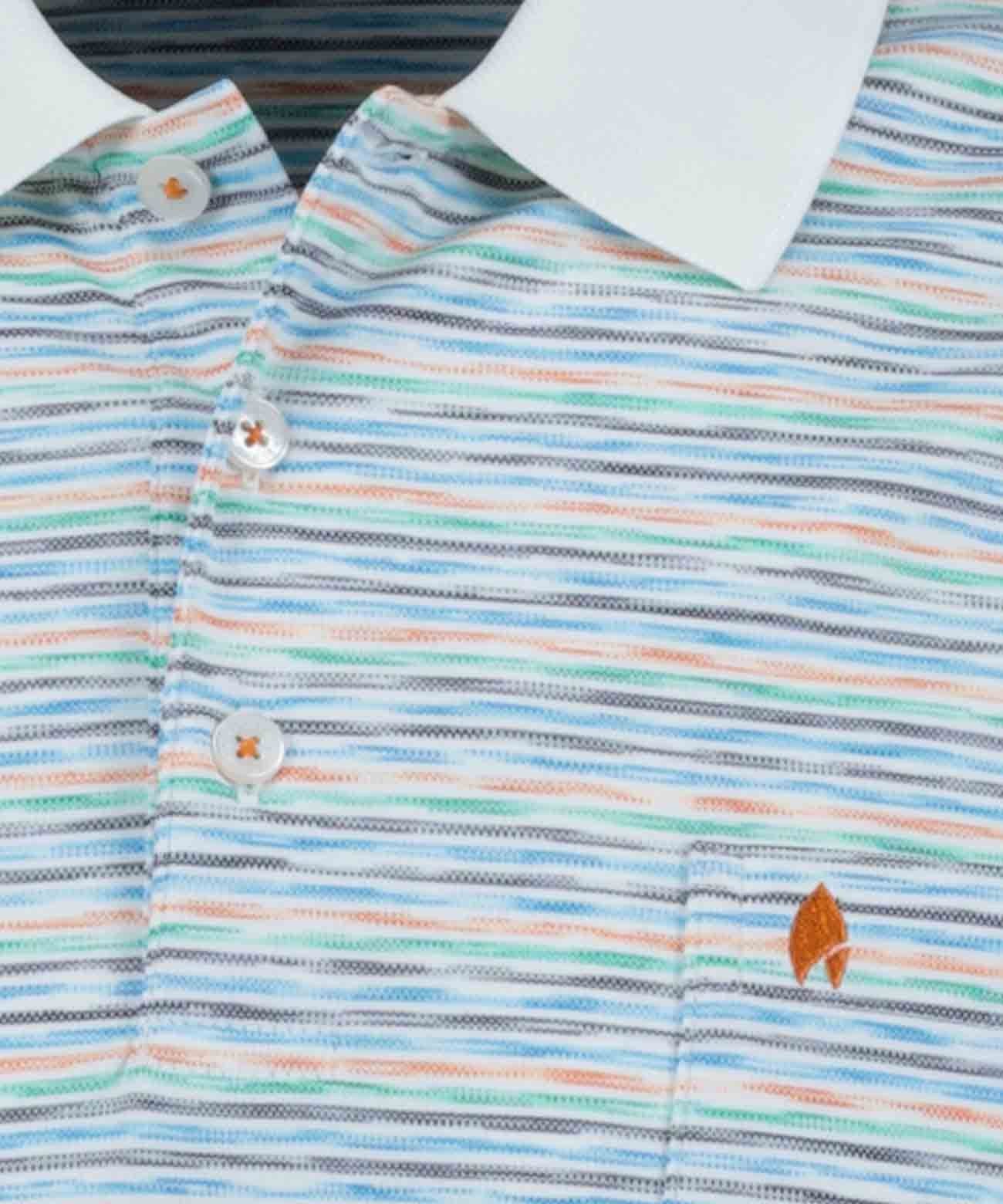 Softknit-Polo gestreift (Marine)
