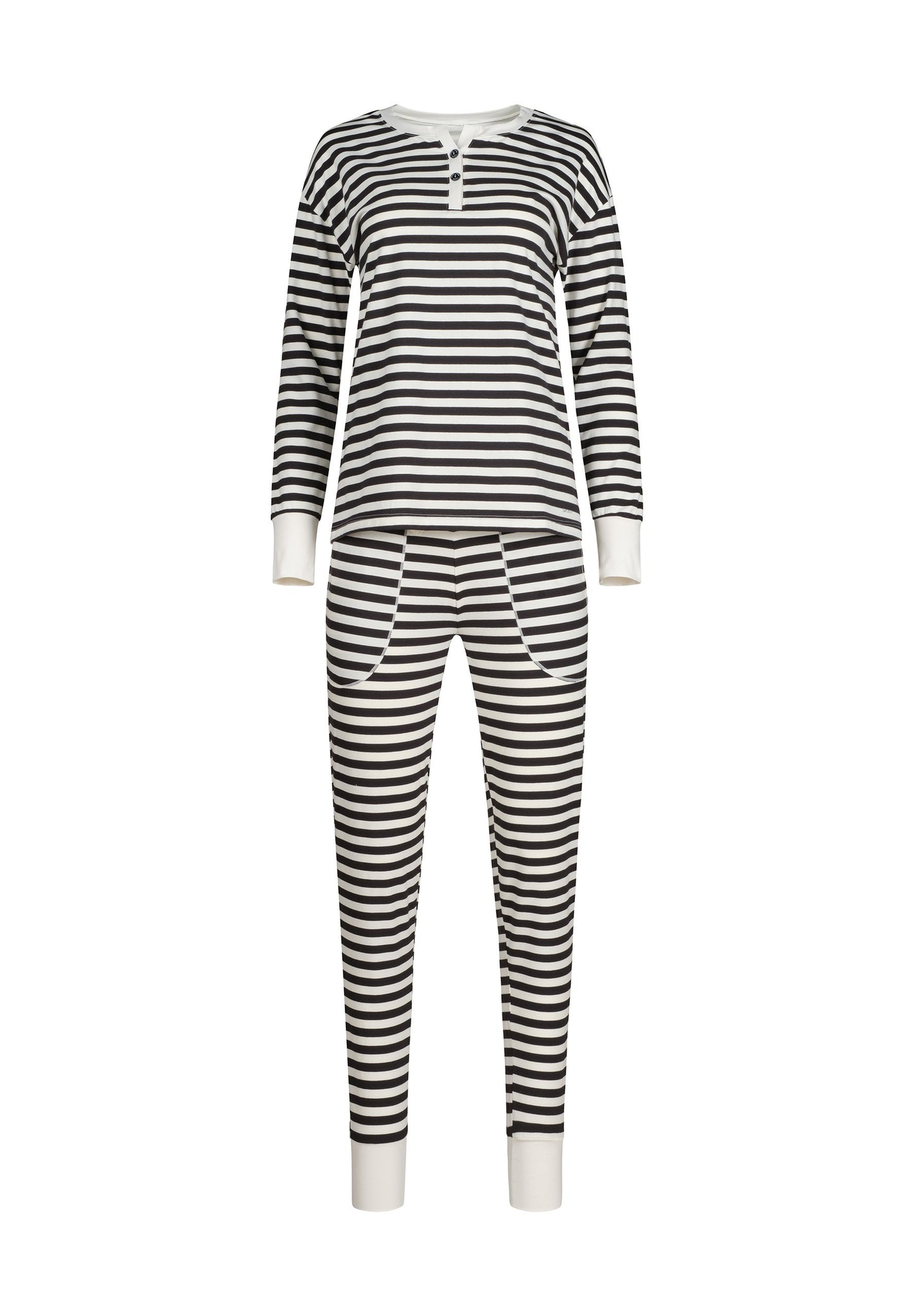SKINY Damen Pyjama lg. Night In Mix & Match (Yingyang Stripe)