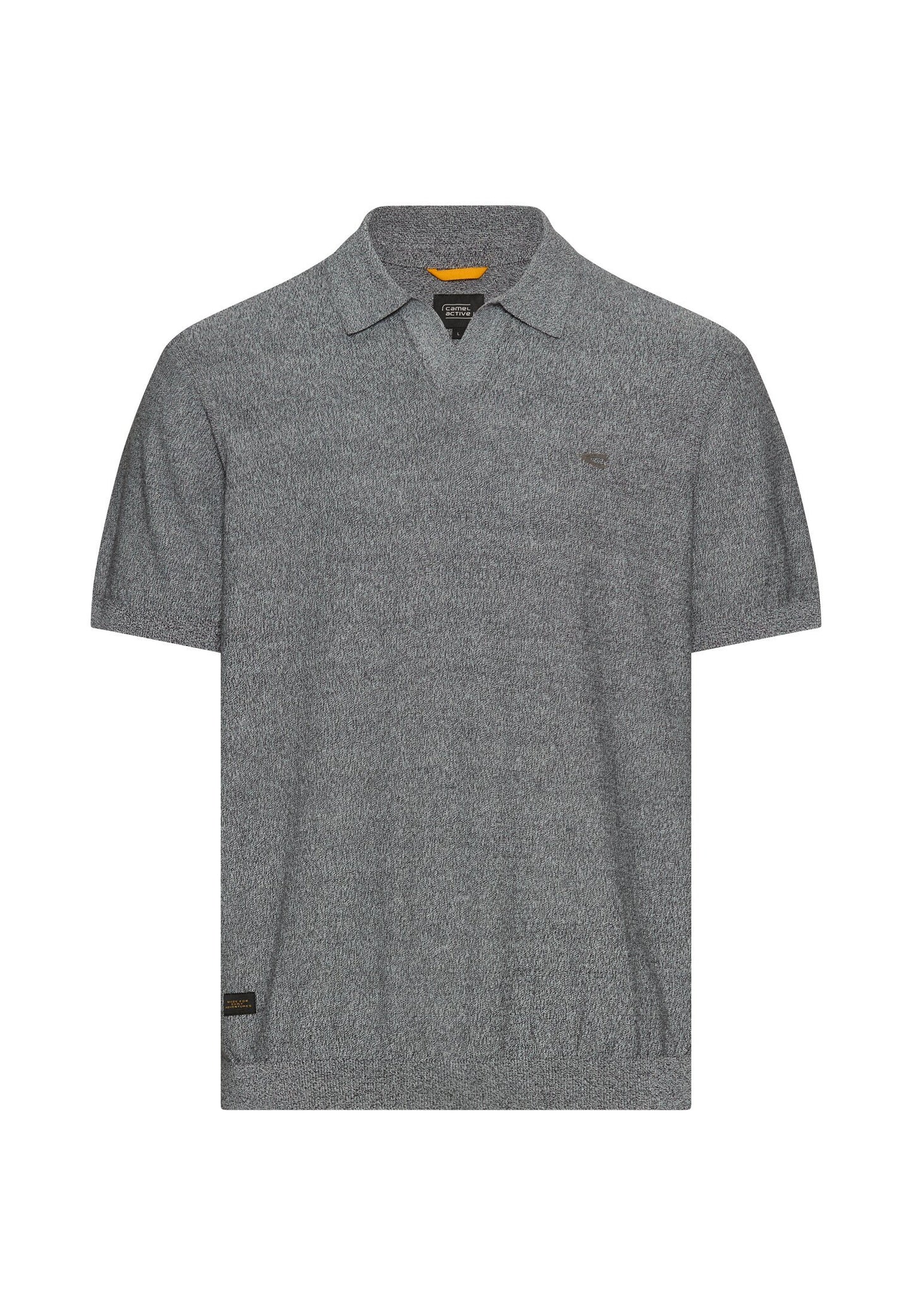 Meliertes Kurzarm Poloshirt aus Baumwolle (Dark Navy)