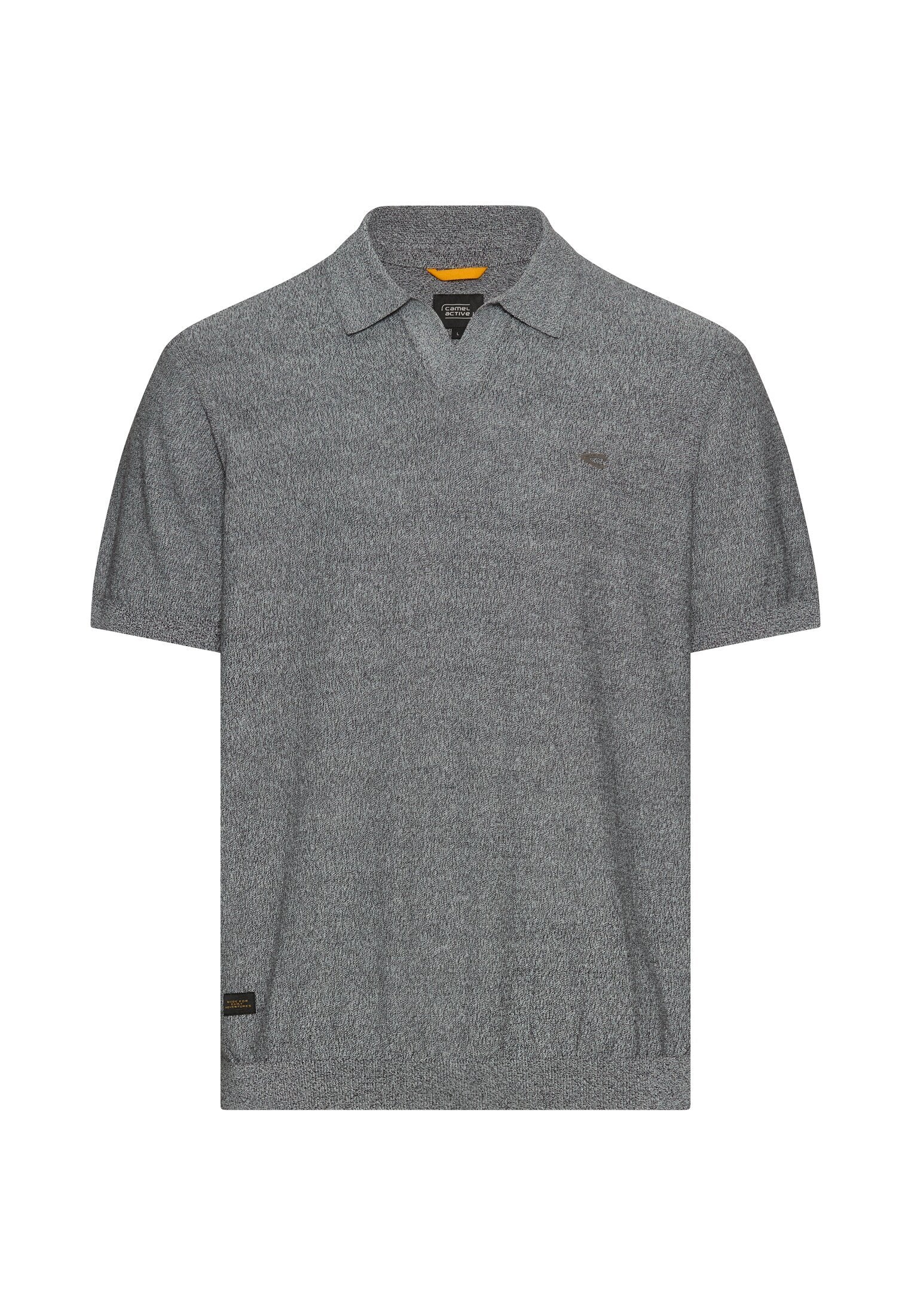 Meliertes Kurzarm Poloshirt aus Baumwolle (Dark Navy)