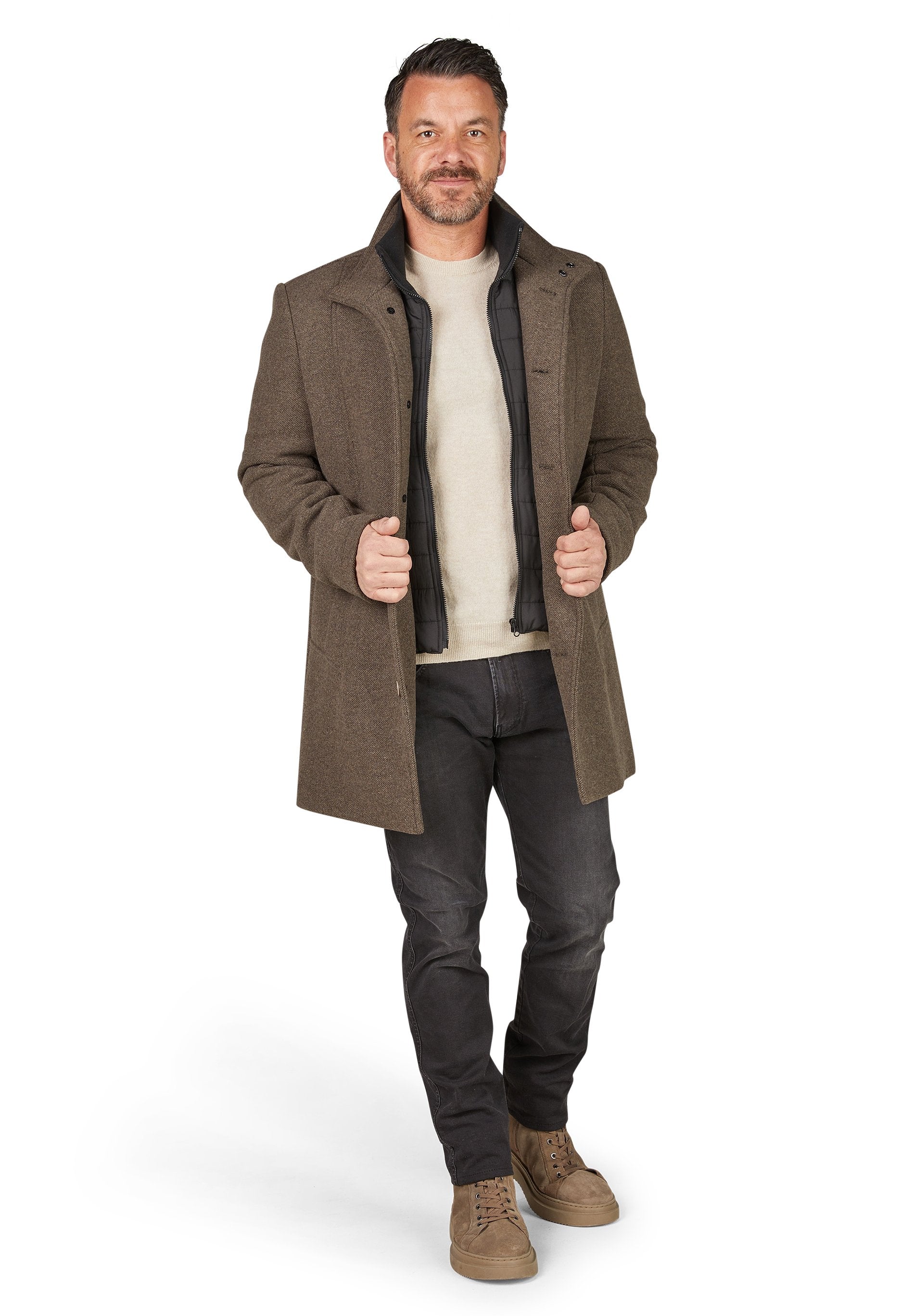 Twill Wollmantel (Dark Brown)