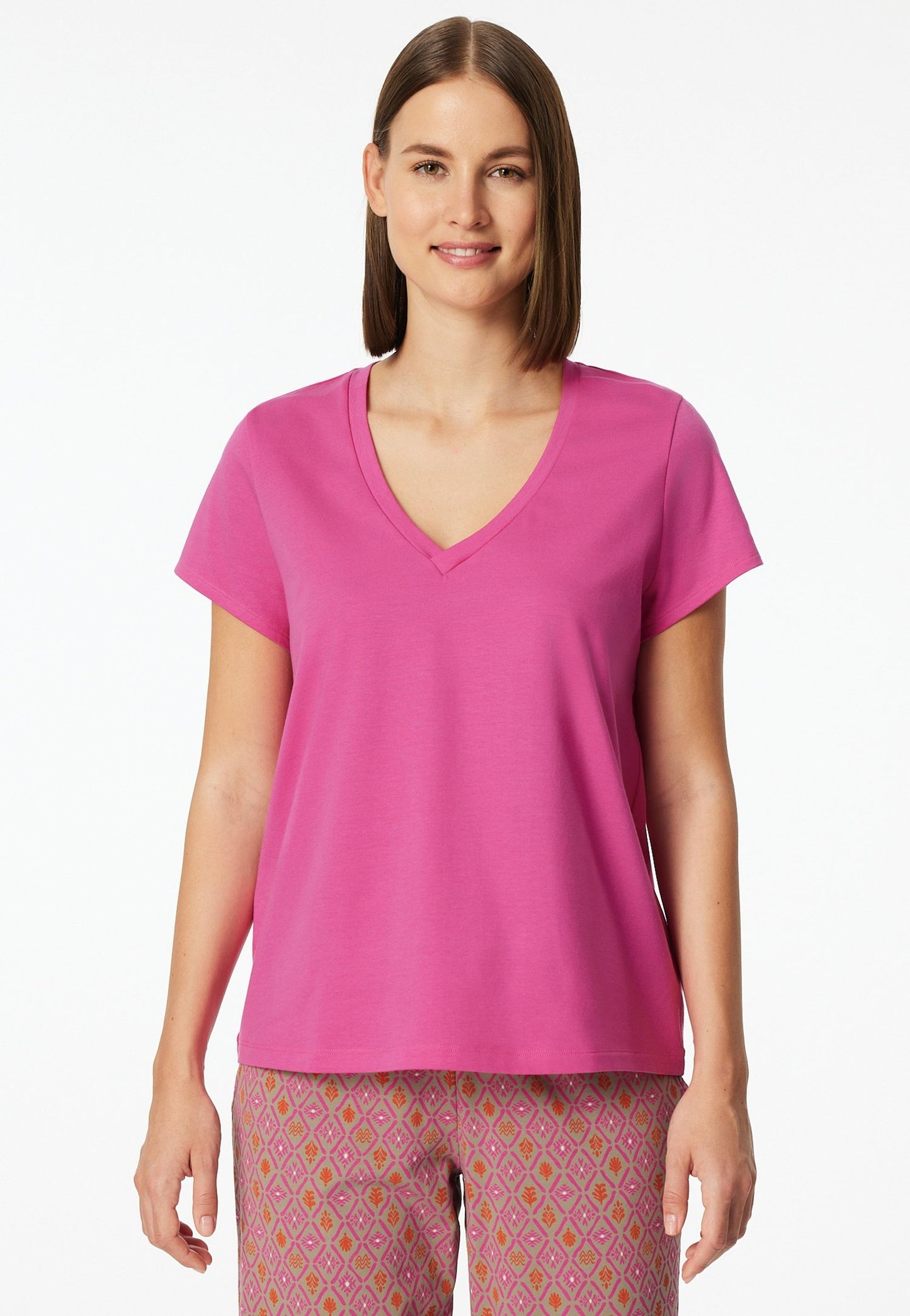 T-Shirt V-Ausschnitt (Fuchsia)
