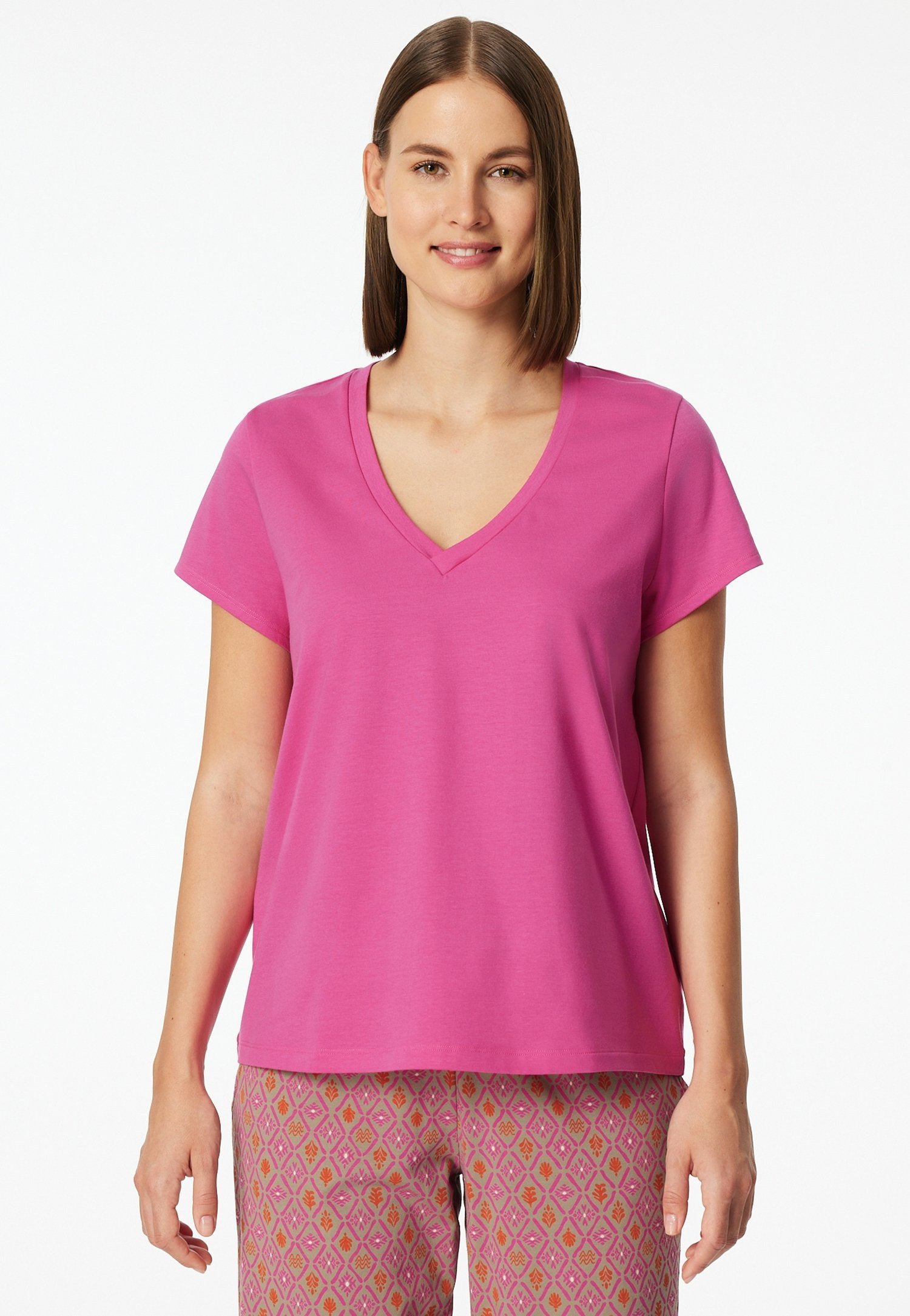 T-Shirt V-Ausschnitt (Fuchsia)