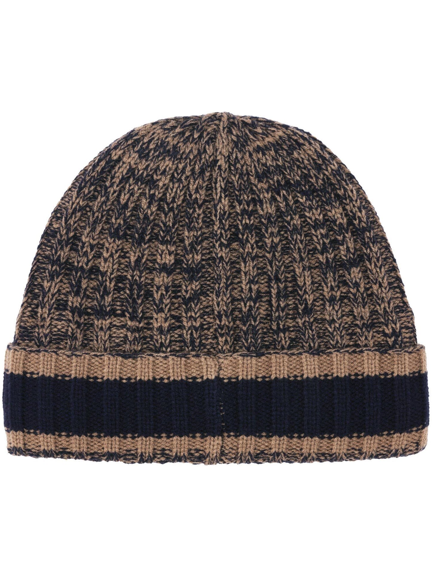 Polyacryl Kopfbedeckung Melierte bugatti Beanie mit farblich abgesetzem Umschlag (Navy)
