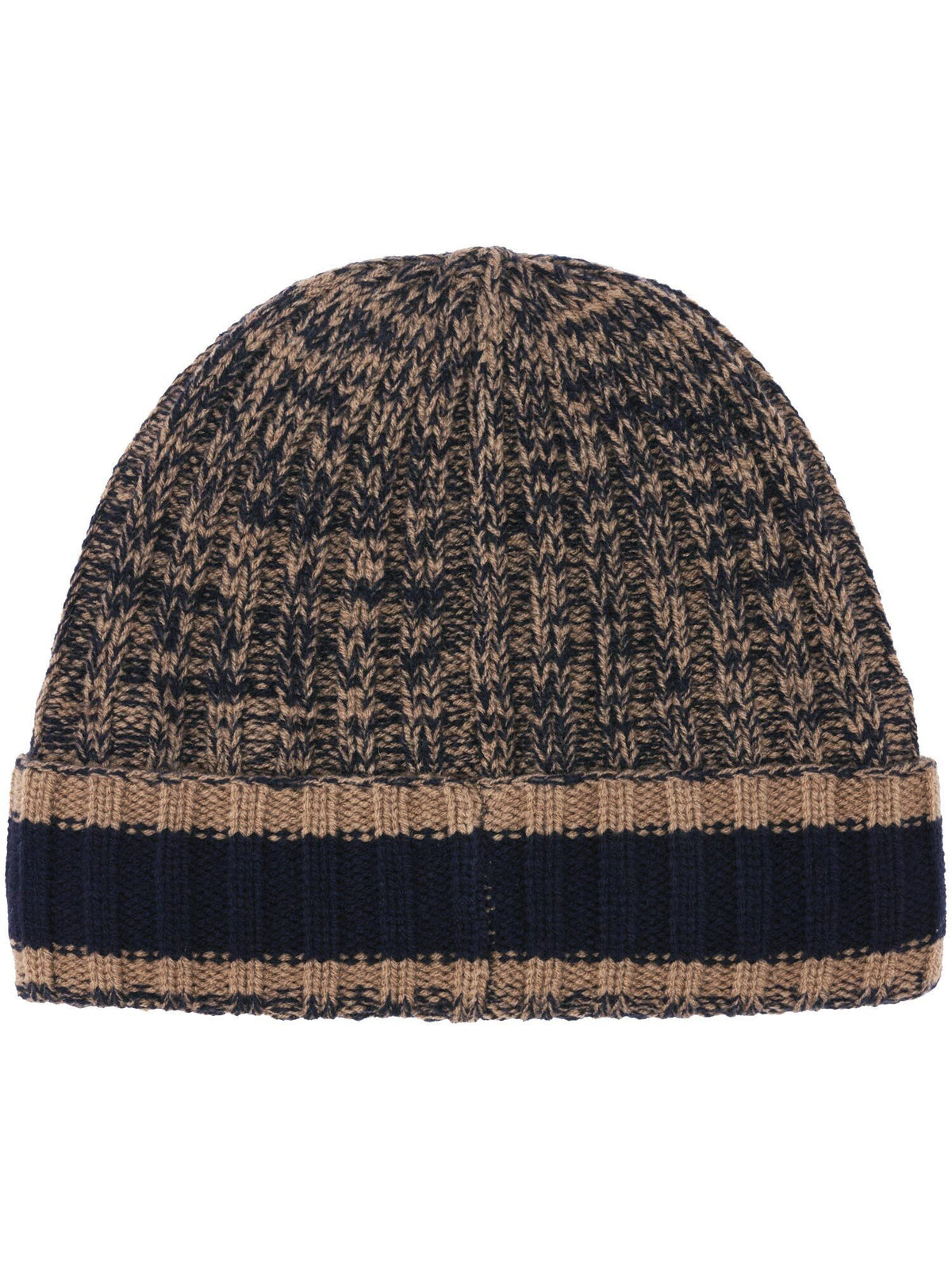 Polyacryl Kopfbedeckung Melierte bugatti Beanie mit farblich abgesetzem Umschlag (Navy)
