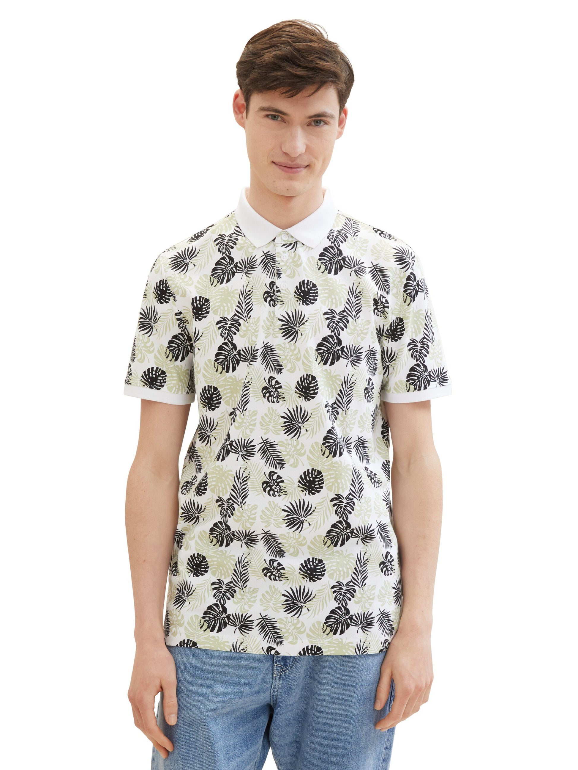 all over printed polo (White Multicol)