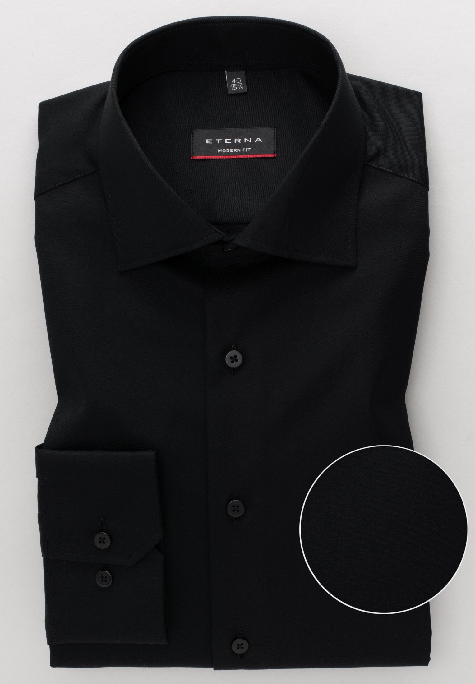 Eterna Langarm Hemd Modern Fit Cover Shirt Twill (Schwarz)