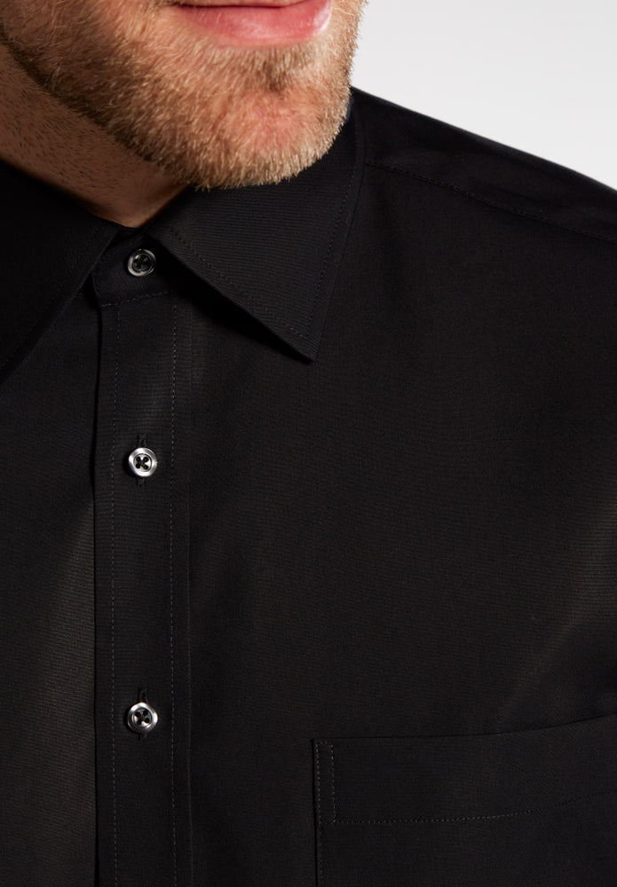 ETERNA unifarbenes Popeline-Hemd COMFORT FIT (Schwarz)