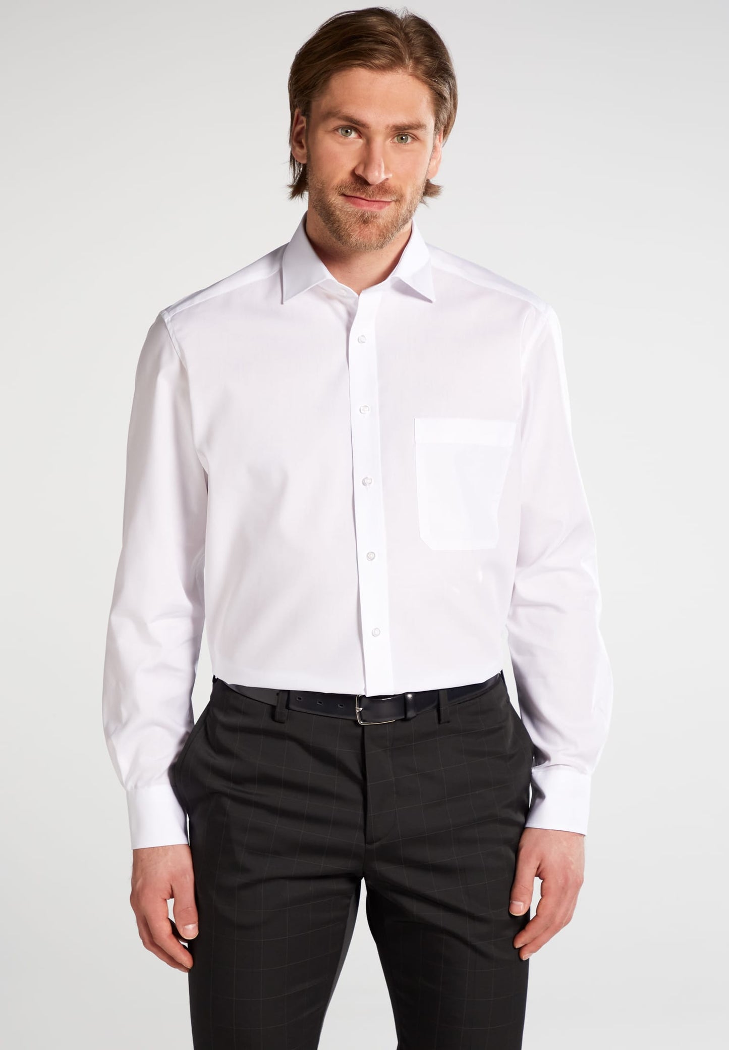 Eterna Langarm Hemd Comfort Fit Popeline (Weiss)