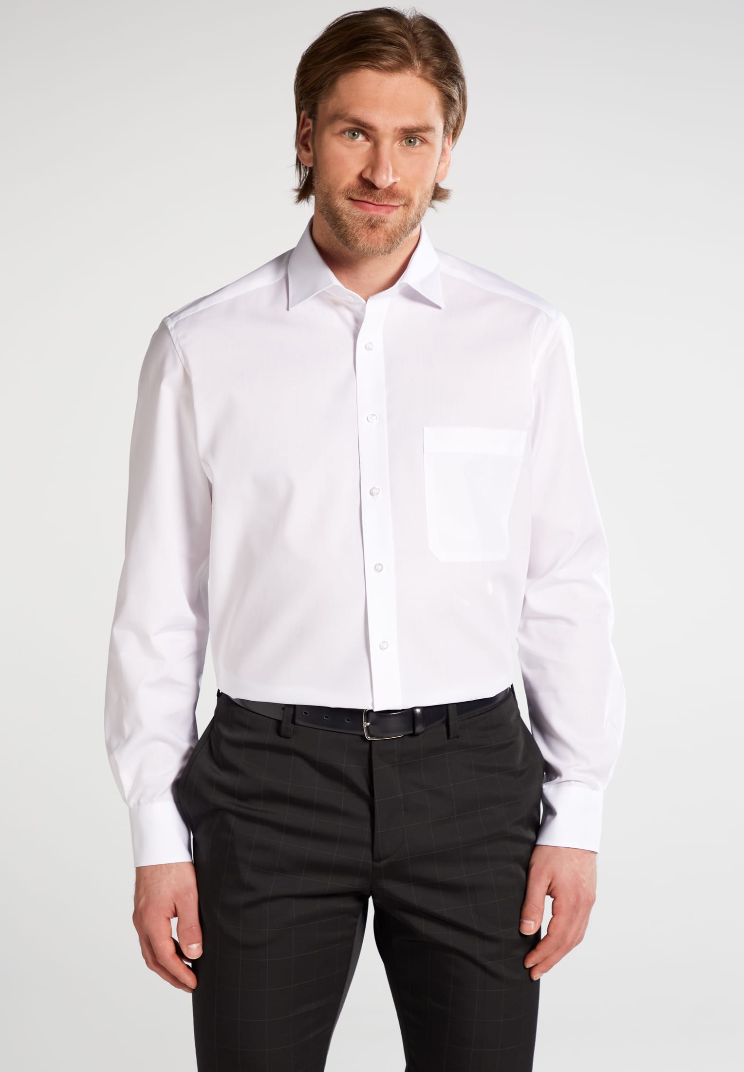 Eterna Langarm Hemd Comfort Fit Popeline (Weiss)