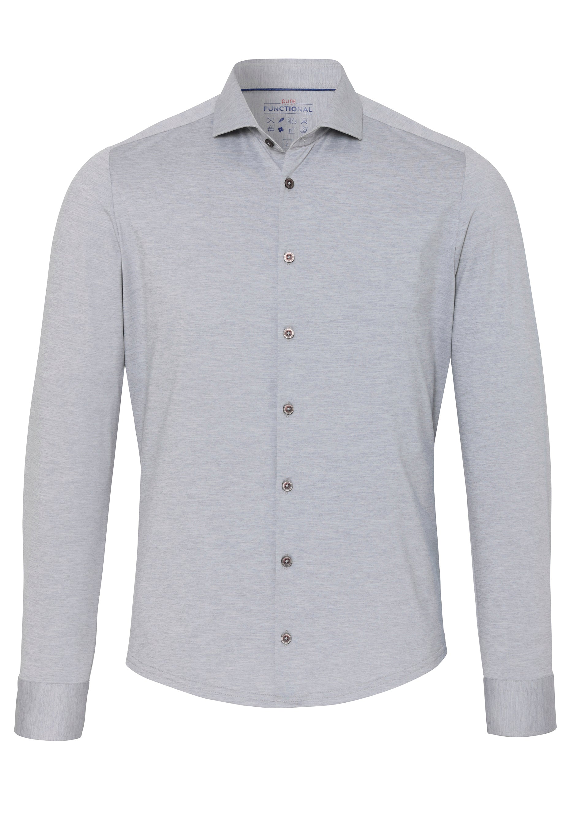 PURE- Functional Hemd Langarm (Uni Grau)