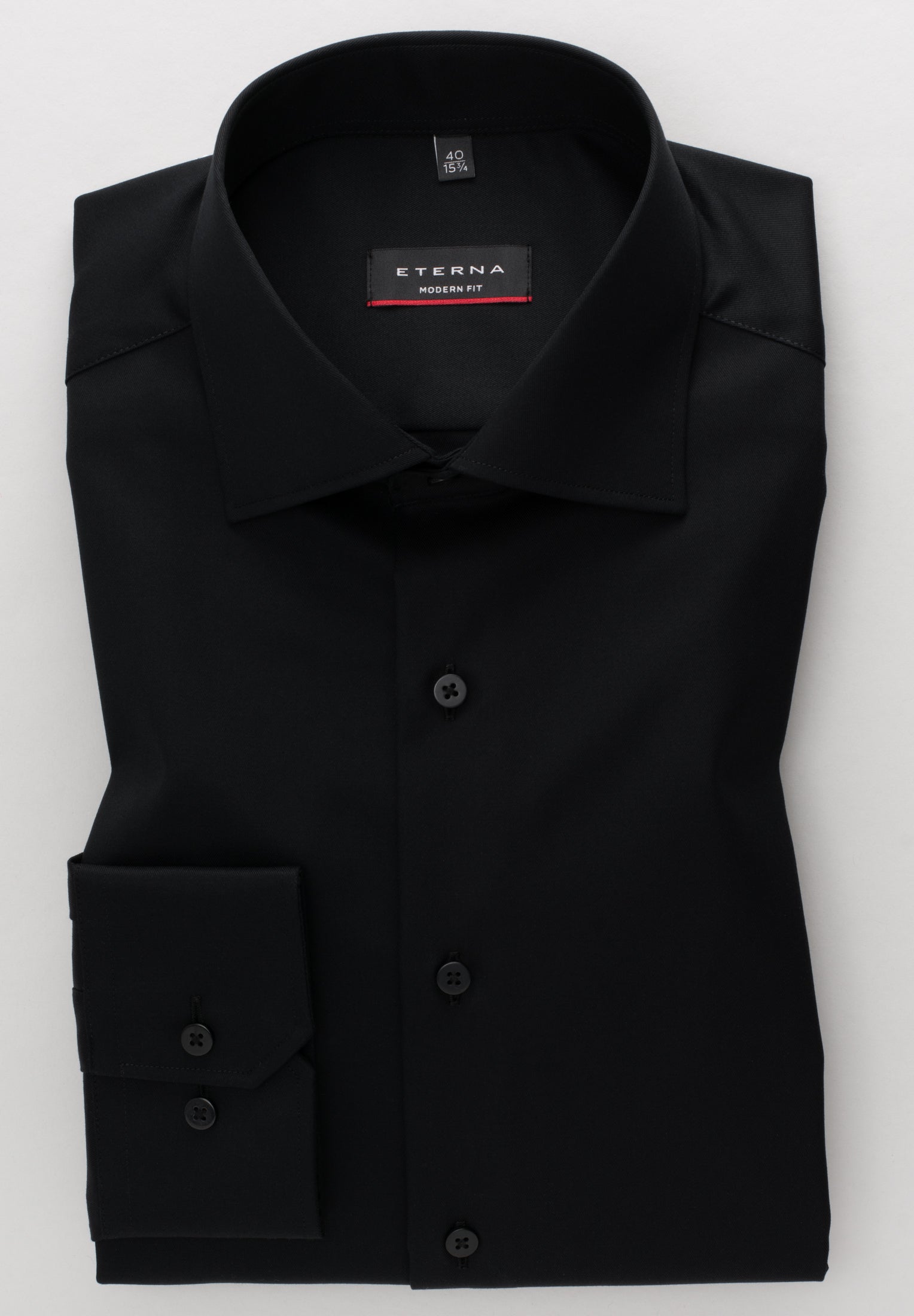 Eterna Langarm Hemd Modern Fit Cover Shirt Twill (Schwarz)