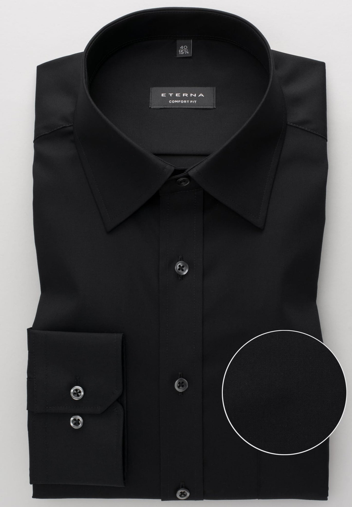 Eterna Langarm Hemd Comfort Fit Popeline (Schwarz)