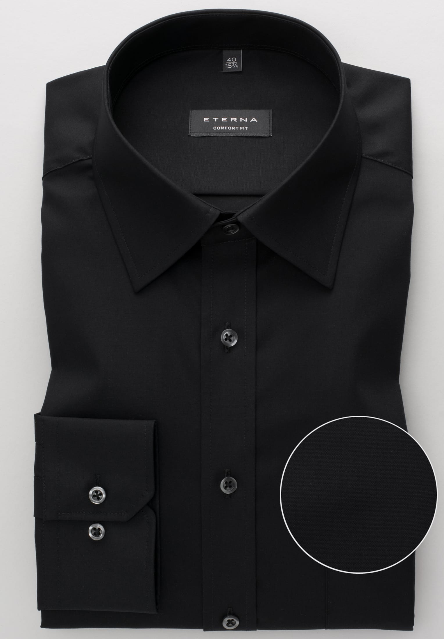 Eterna Langarm Hemd Comfort Fit Popeline (Schwarz)