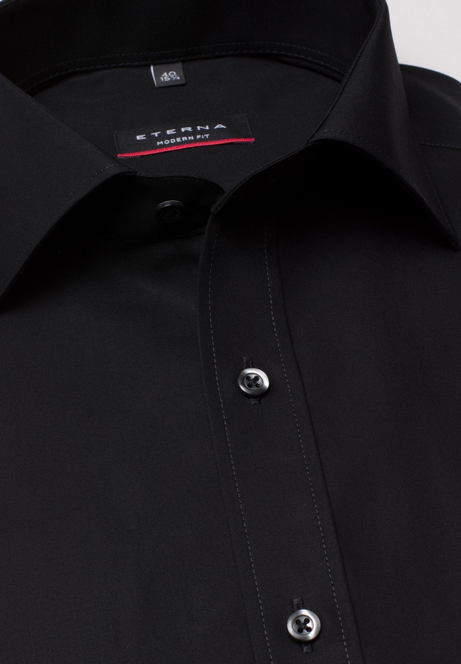 Eterna Kurzarm Hemd Modern Fit Popeline (Schwarz)