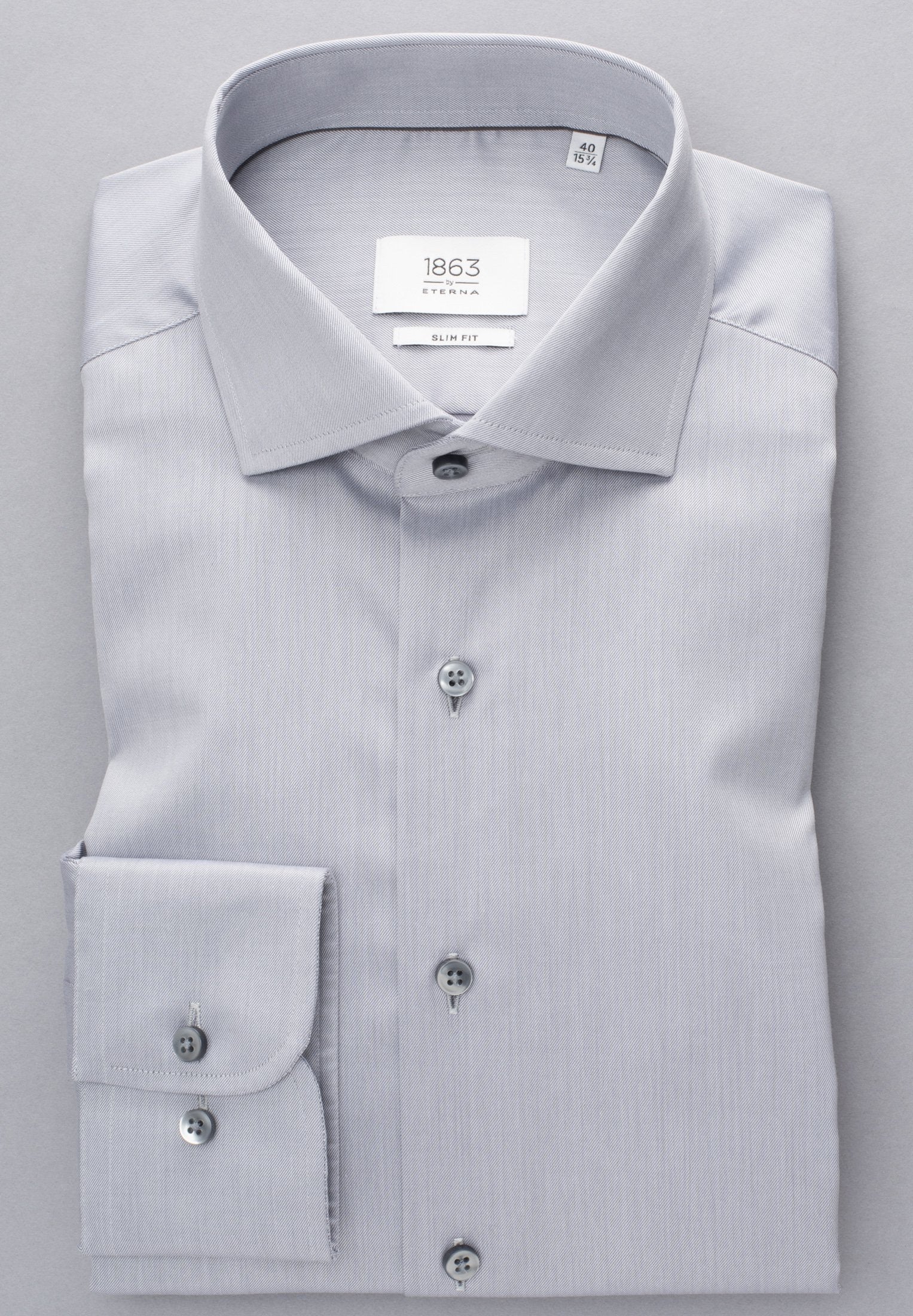 Eterna Langarm Hemd Slim Fit Gentle Shirt Twill (Stahlgrau)