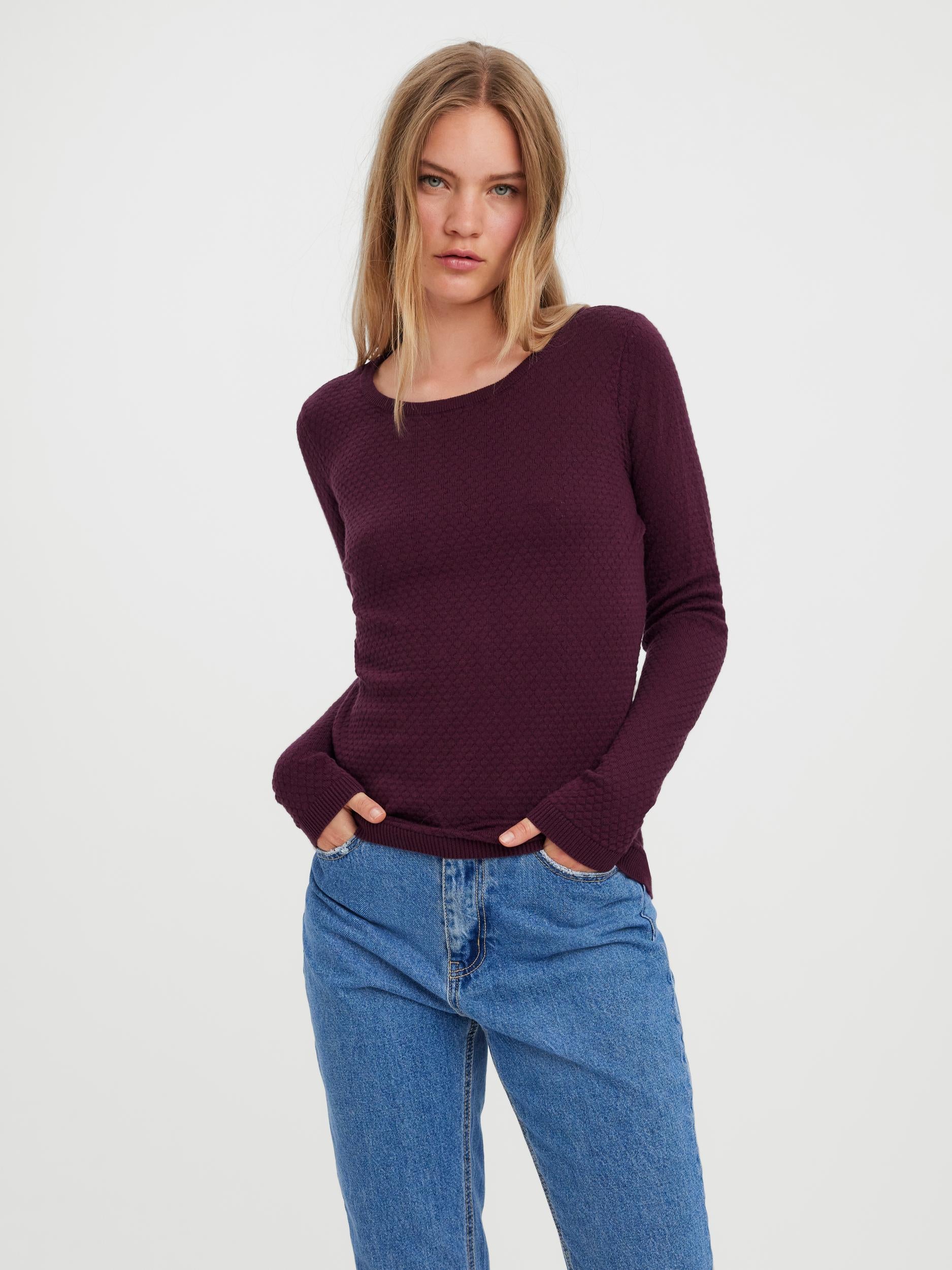 Vmcare Structure Ls O-neck Blou Noos (Winetasting)