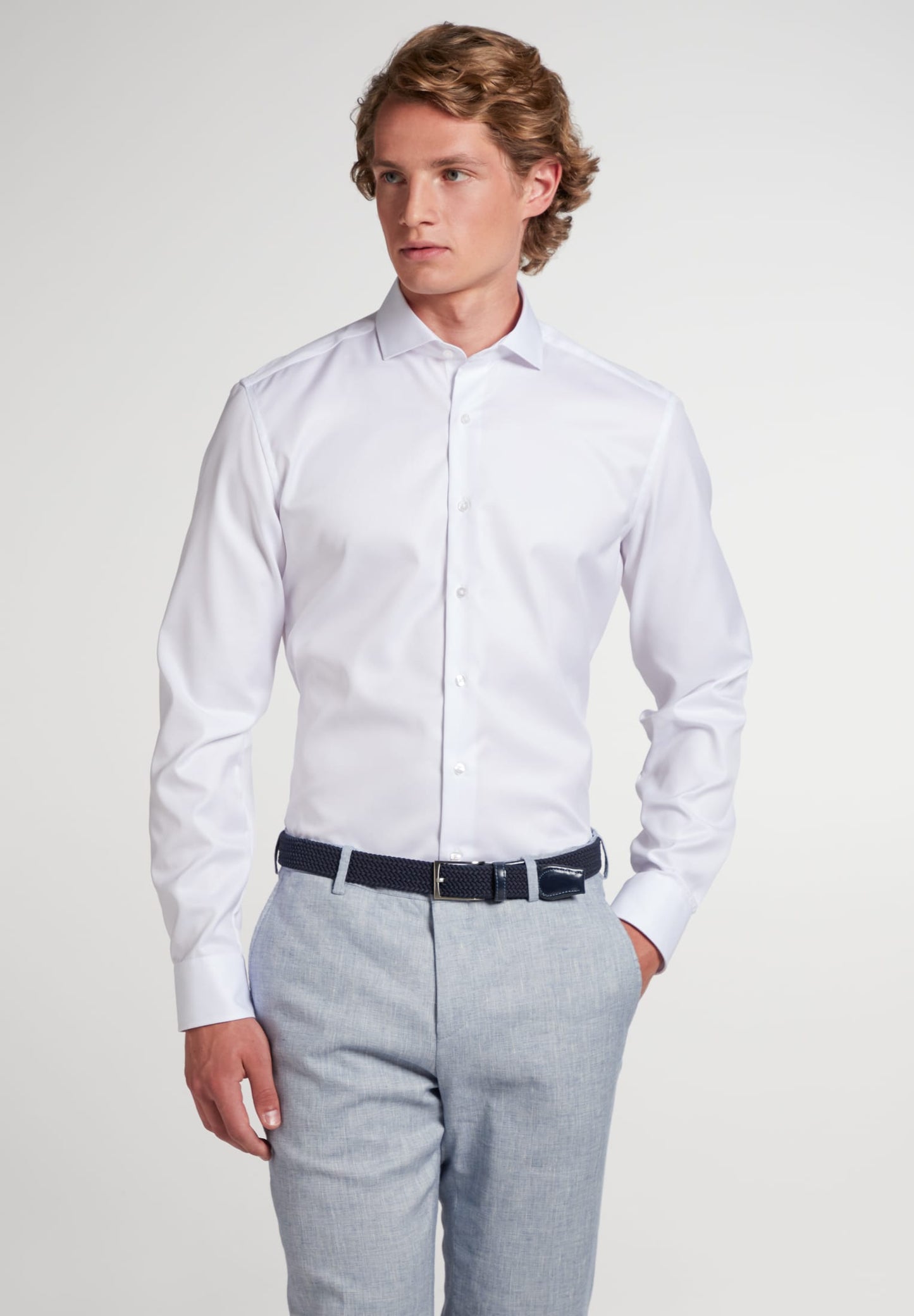 Eterna Langarm Hemd Slim Fit Cover Shirt Twill (Weiss)