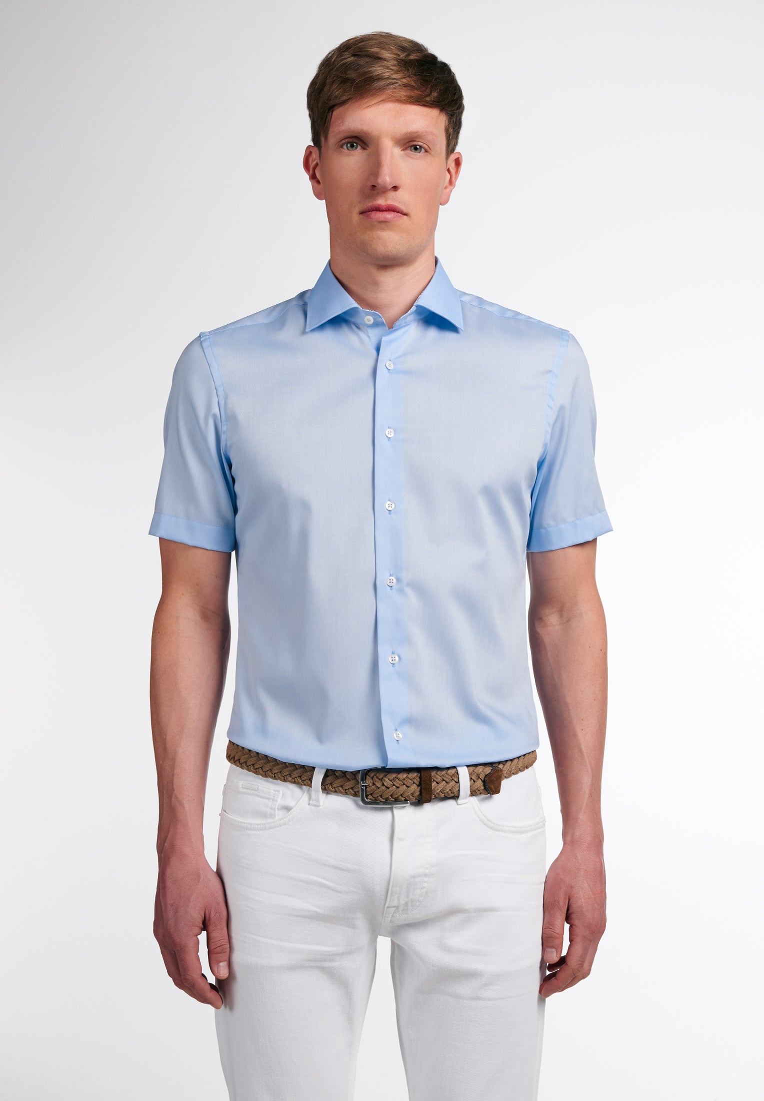 Eterna Kurzarm Hemd Slim Fit Pinpoint (Hellblau)