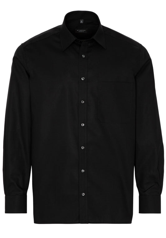 ETERNA unifarbenes Popeline-Hemd COMFORT FIT (Schwarz)