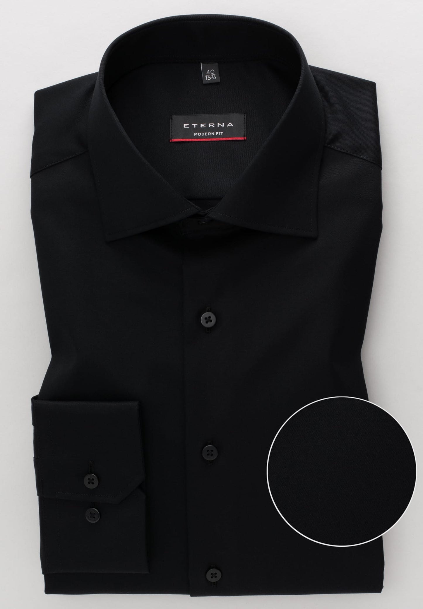 Eterna Langarm Hemd Modern Fit Cover Shirt Twill (Schwarz)