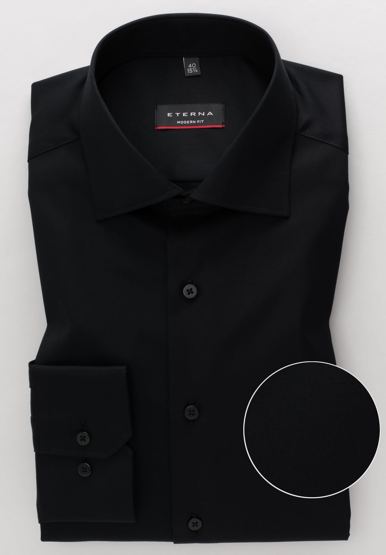 Eterna Langarm Hemd Modern Fit Cover Shirt Twill (Schwarz)