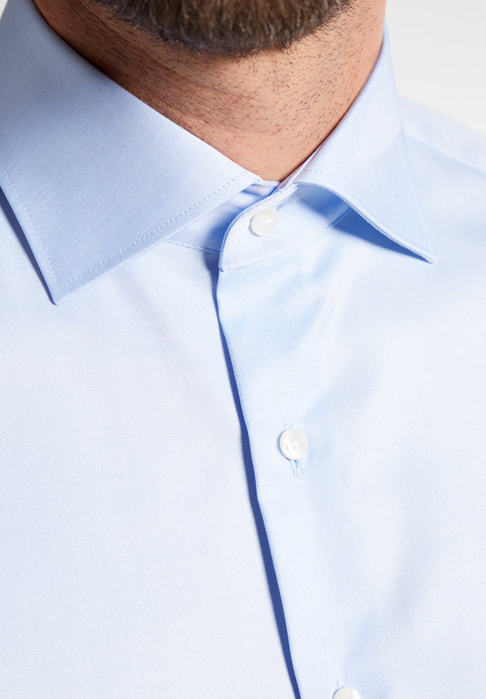 Eterna Langarm Hemd Modern Fit Cover Shirt Twill (Hellblau)