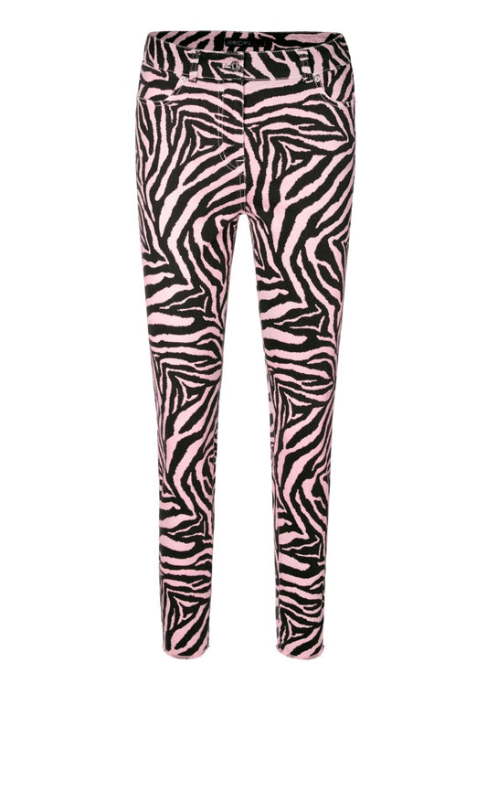 Verkürzte Jeans mit Zebra-Muster