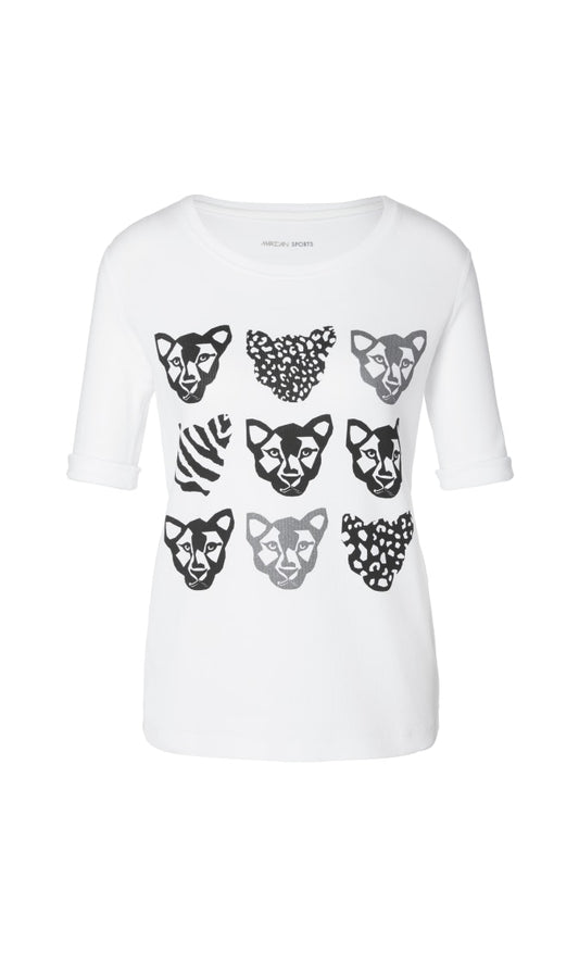 Baumwoll-Ripp-Shirt mit Animal-Motiv