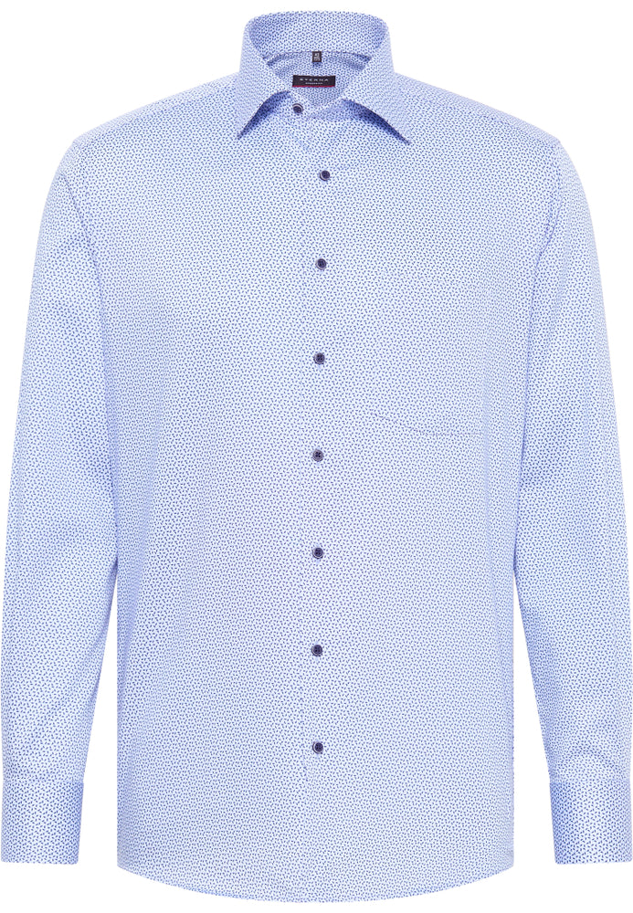 ETERNA bedrucktes Baumwollhemd MODERN FIT (Blau)