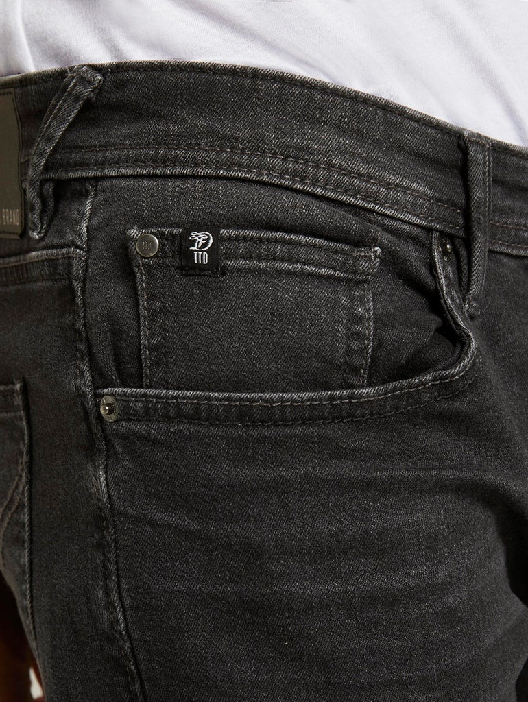 used dark stone black denim