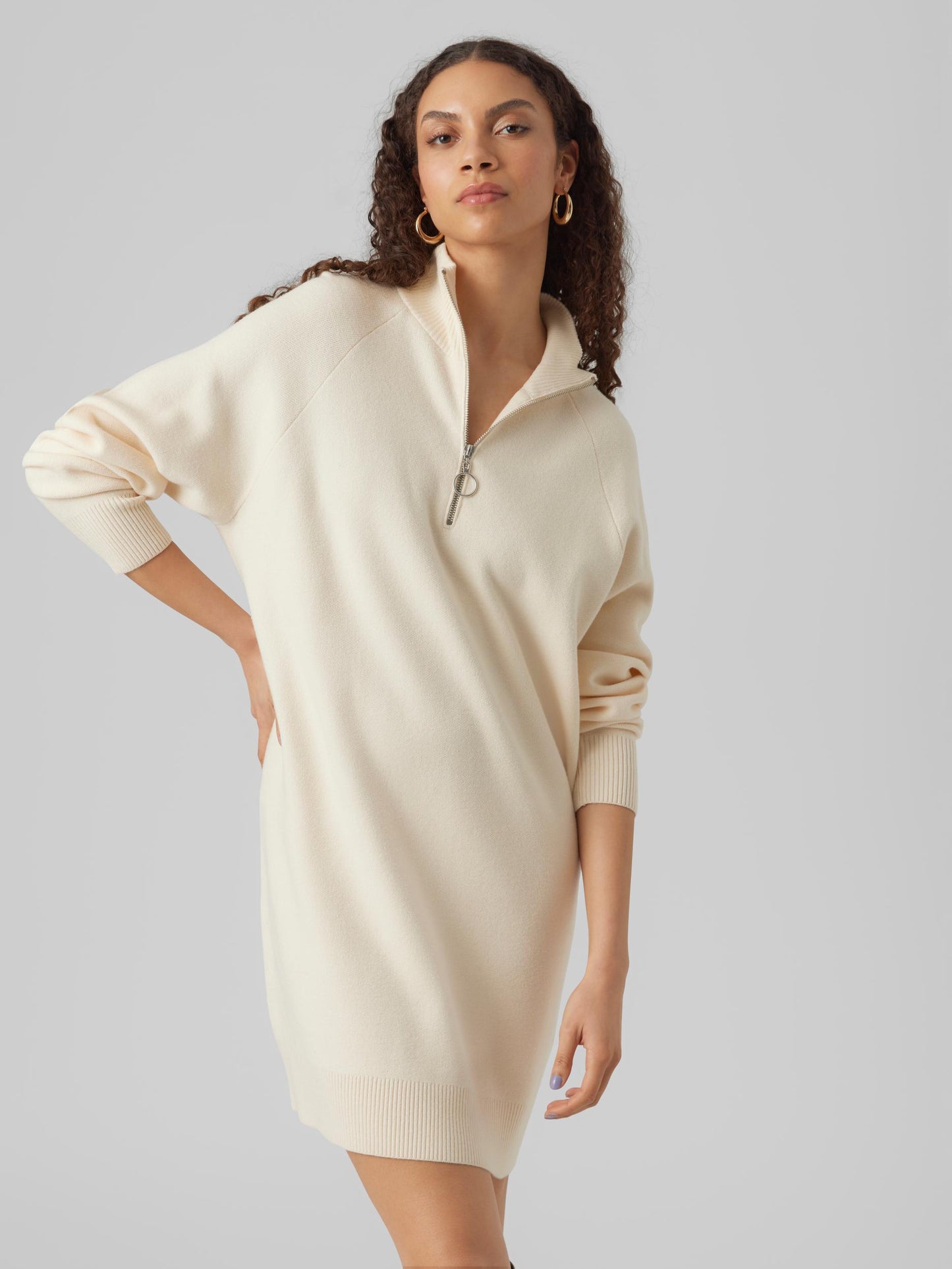 VMGOLDNEEDLE LS HIGHNCK ZIPPER DRESS REP