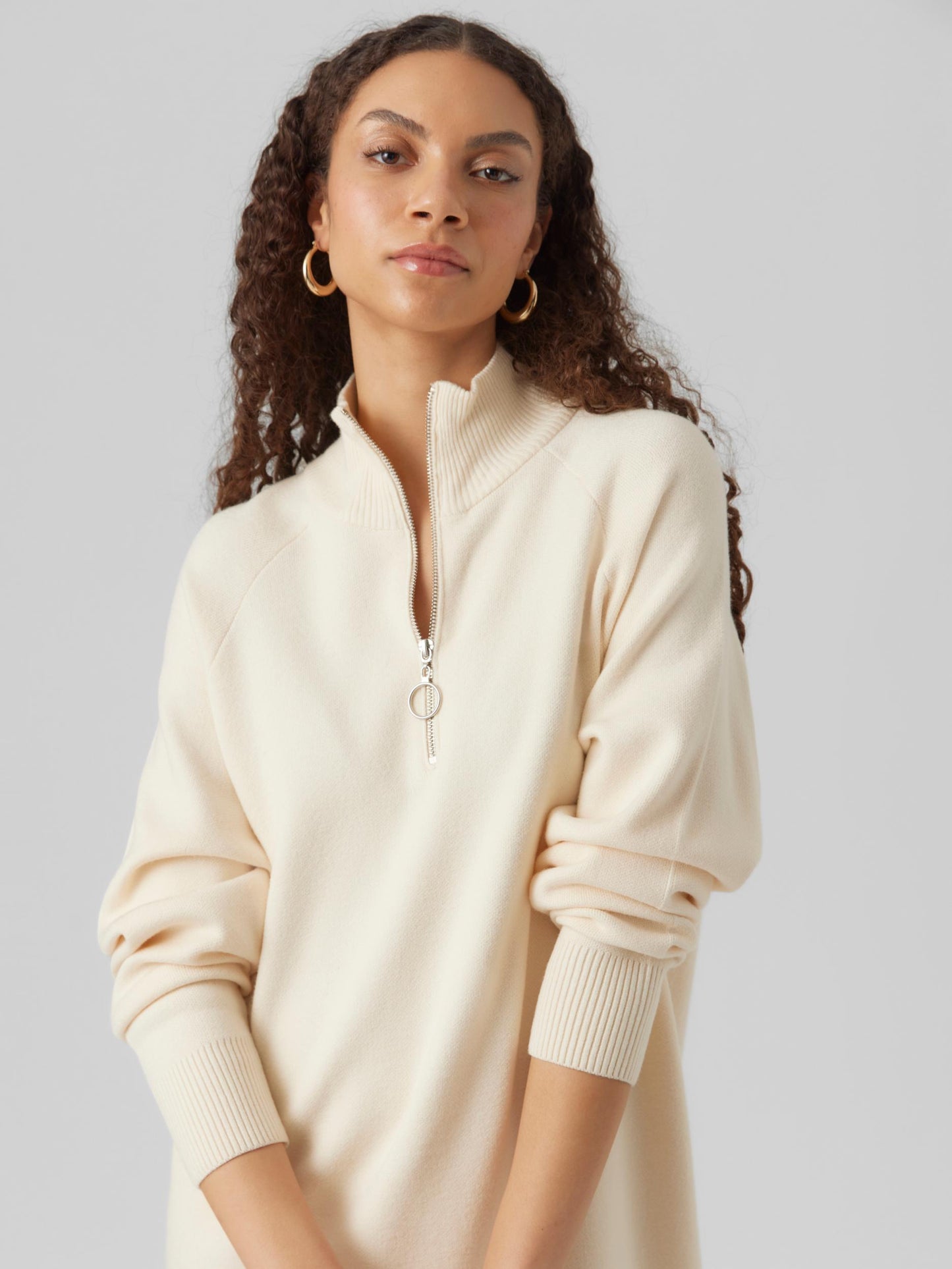 VMGOLDNEEDLE LS HIGHNCK ZIPPER DRESS REP