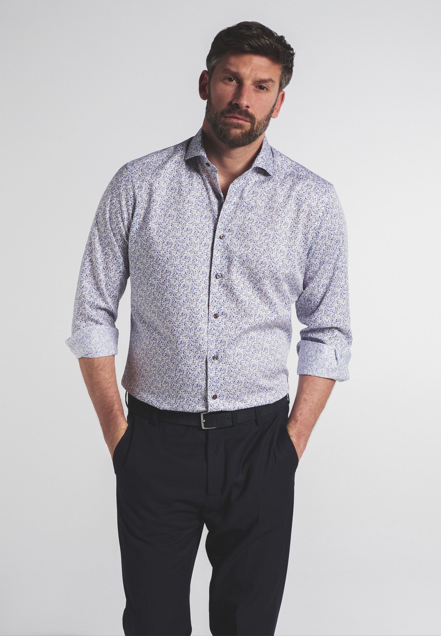 Eterna Langarm Hemd Modern Fit Twill (Champagner)