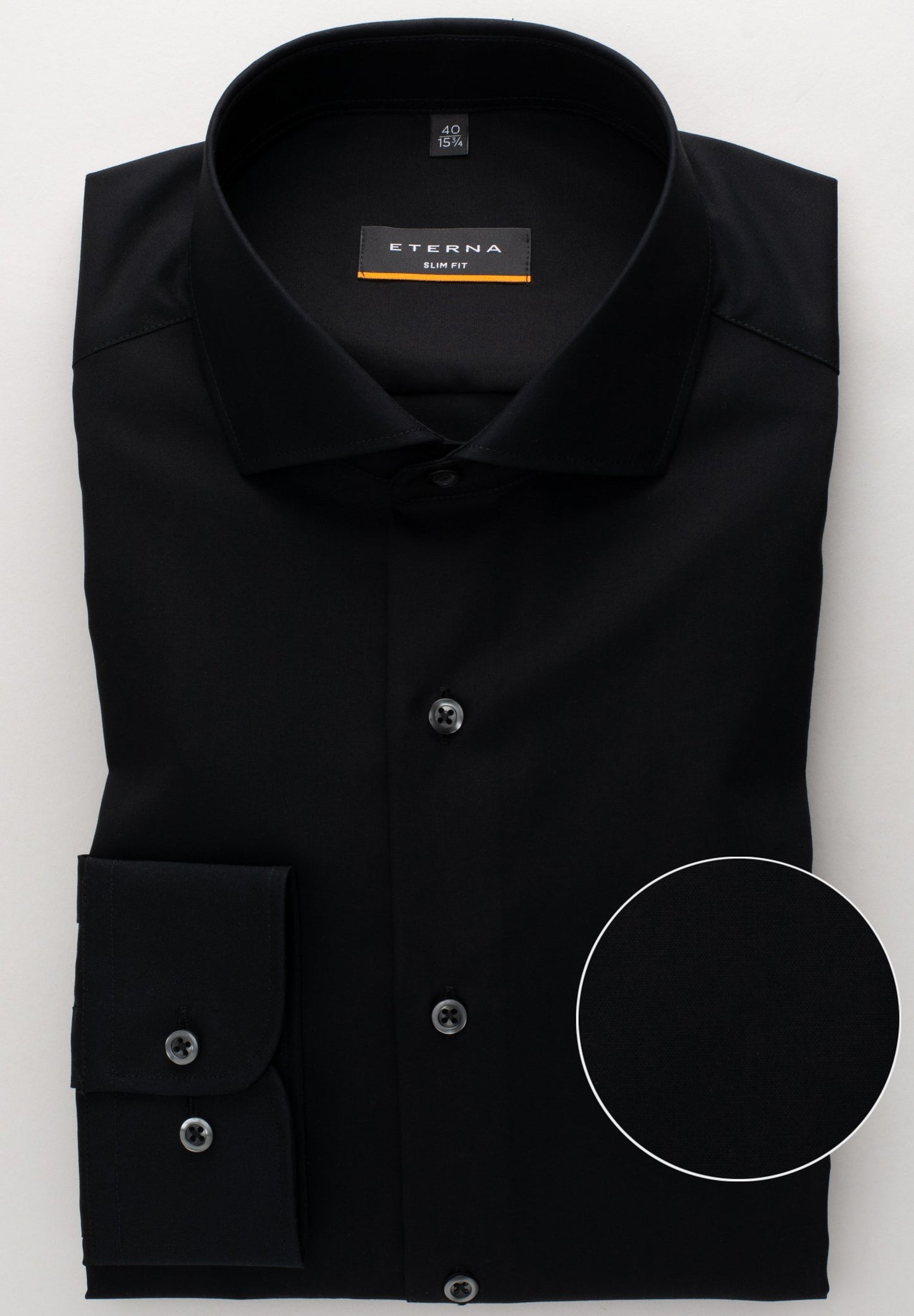 Eterna Langarm Hemd Slim Fit Popeline (Schwarz)
