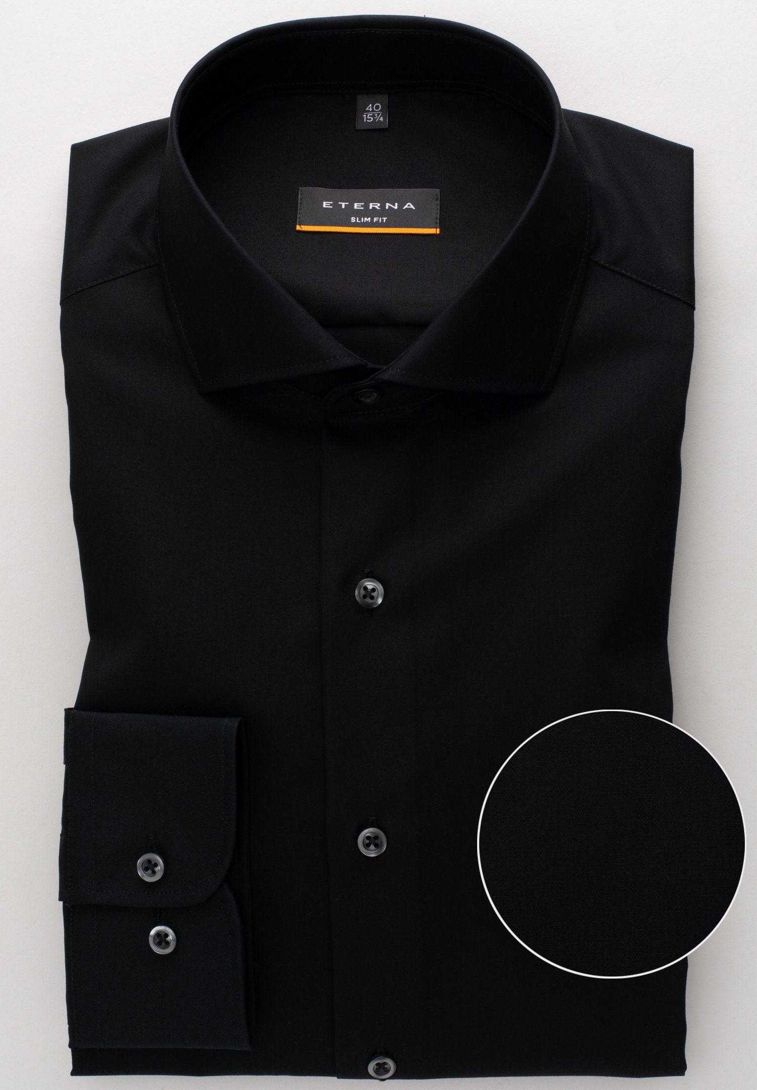 Eterna Langarm Hemd Slim Fit Popeline (Schwarz)